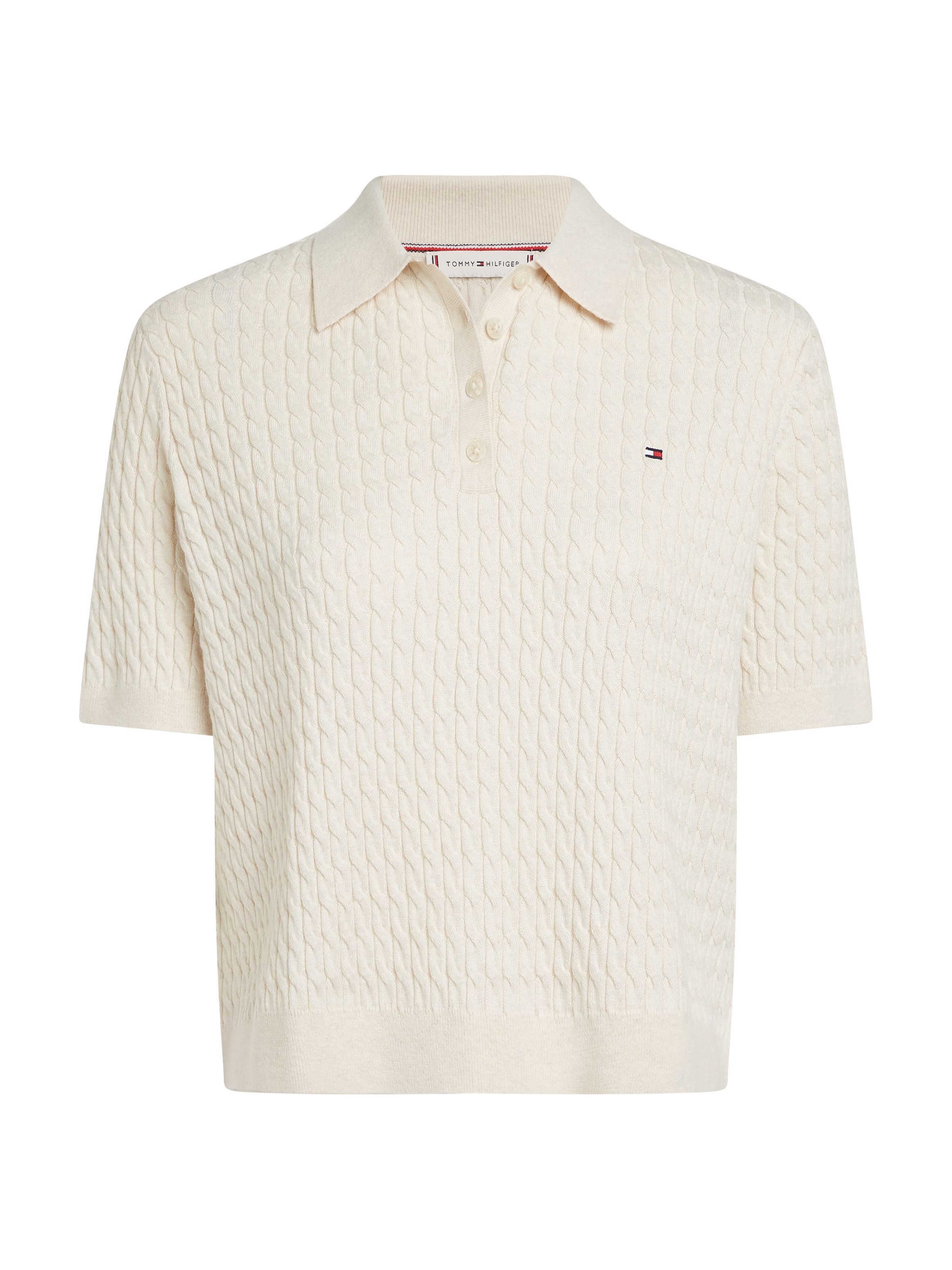 Tommy Hilfiger Trui met polokraag CO CABLE POLO SWEATER SS