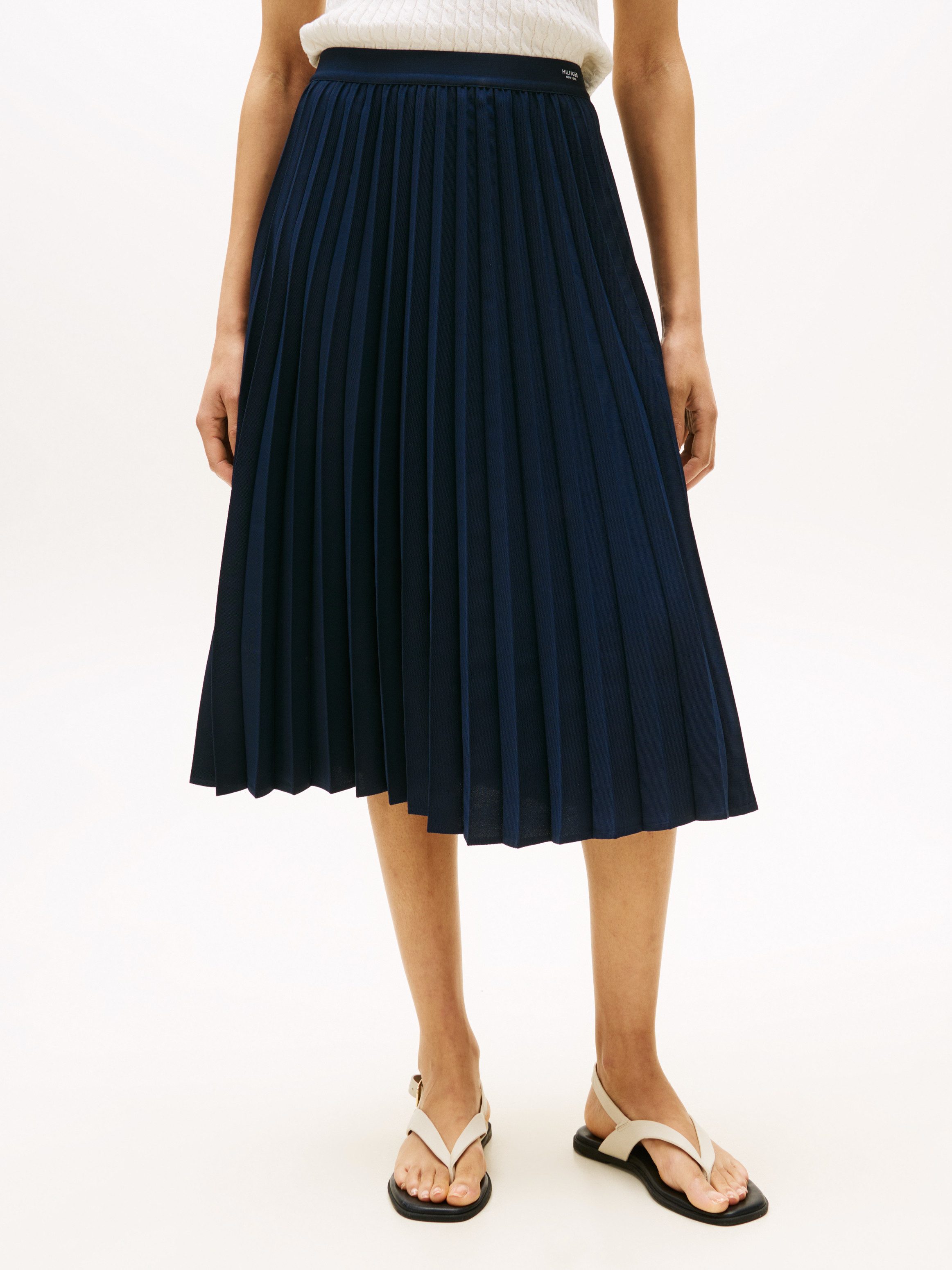 Tommy Hilfiger Plissérok FLUID PLEATED PULL ON MIDI SKIRT