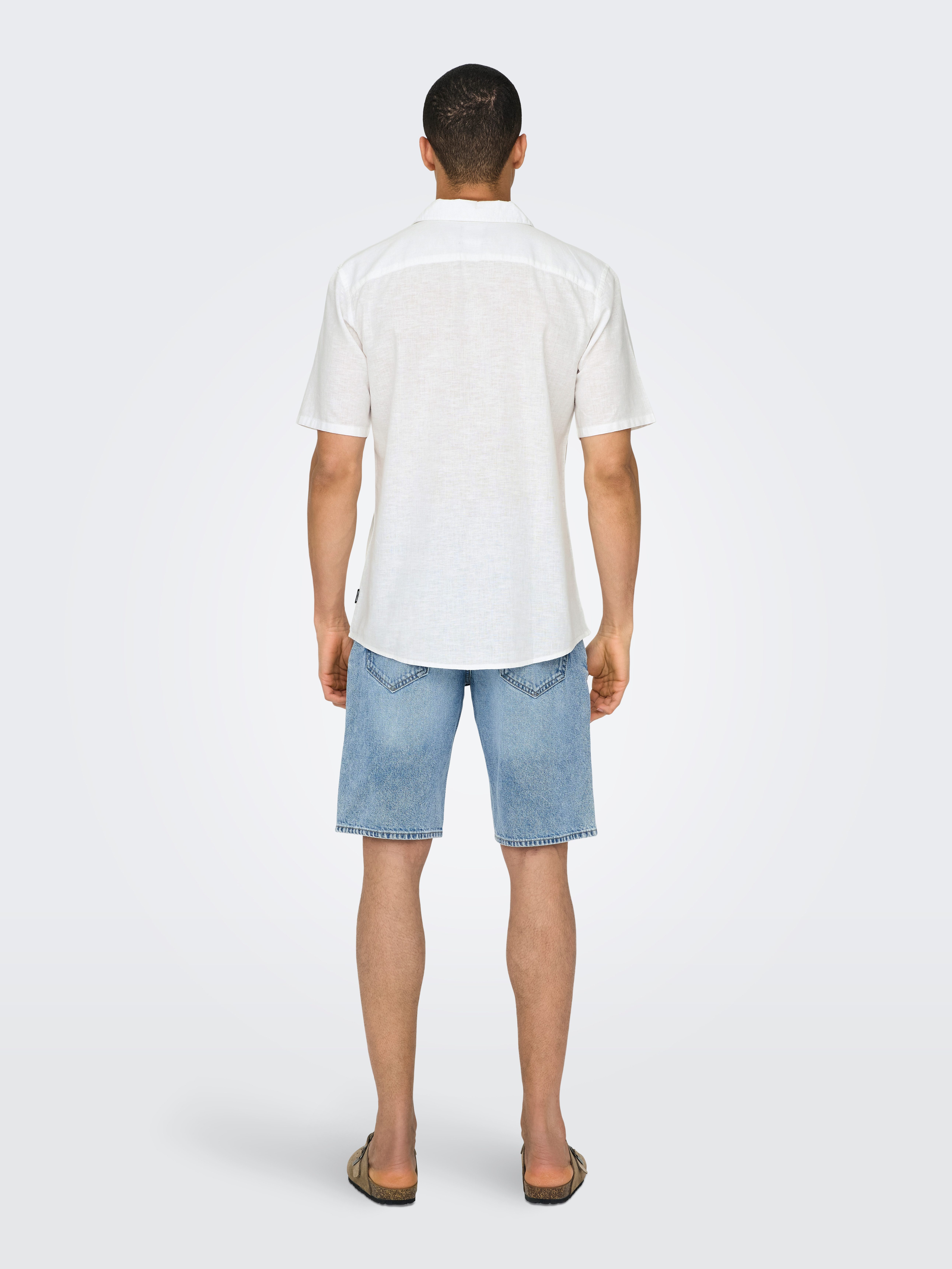 ONLY & SONS Overhemd met korte mouwen ONSCAIDEN SS SOLID RESORT LINEN NOOS