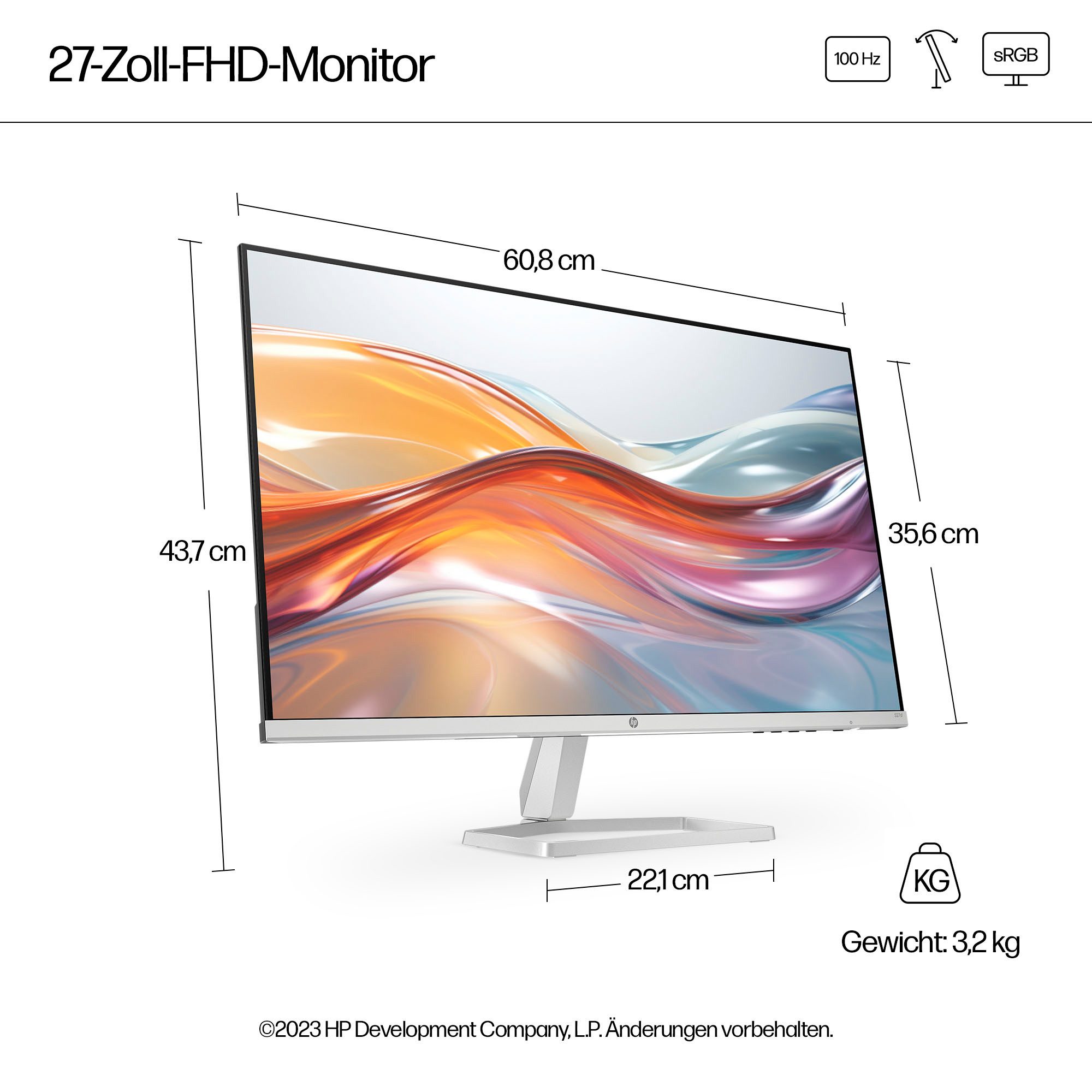 HP Ledscherm 527sf (HSD-0173-K), 69 cm / 27", Full HD