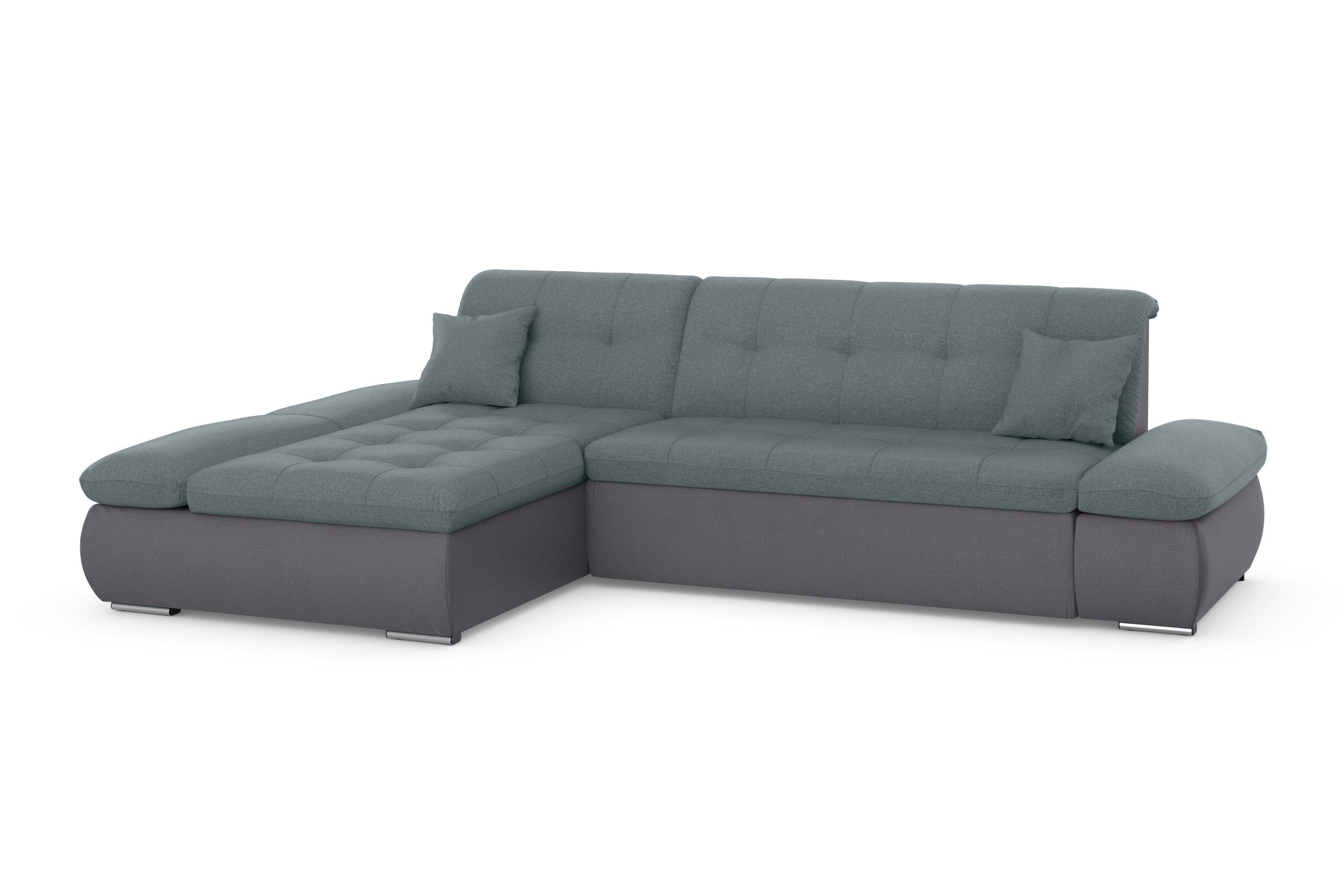 DOMO collection Hoekbank Moric, L-vorm, XXL-bank - Breedte 300cm keuze met bedfunctie en armleuningverstelling, donkergroen