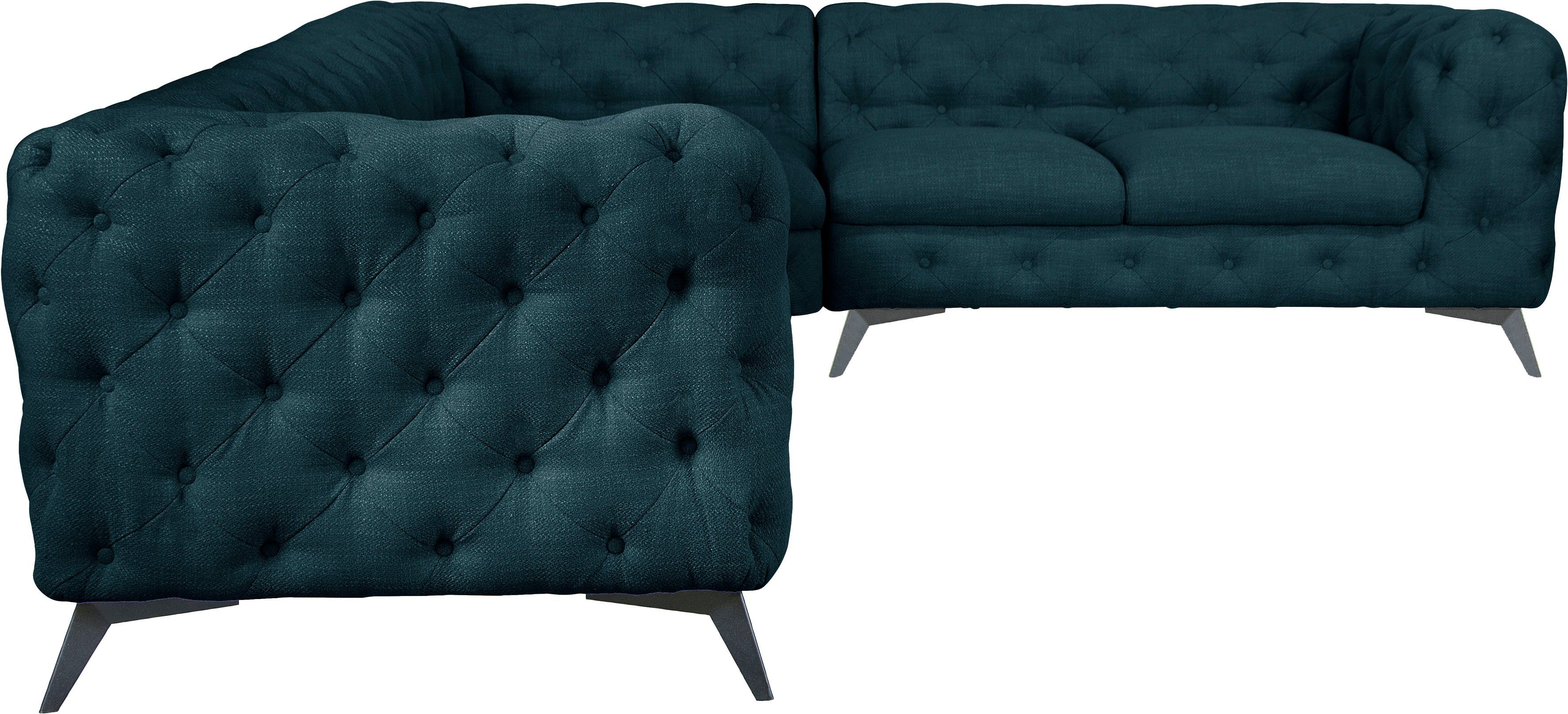 Leonique Chesterfield-bank Glynis L-vorm luxueuze capitonnage, moderne chesterfield look, kleur van de poten ter keuze