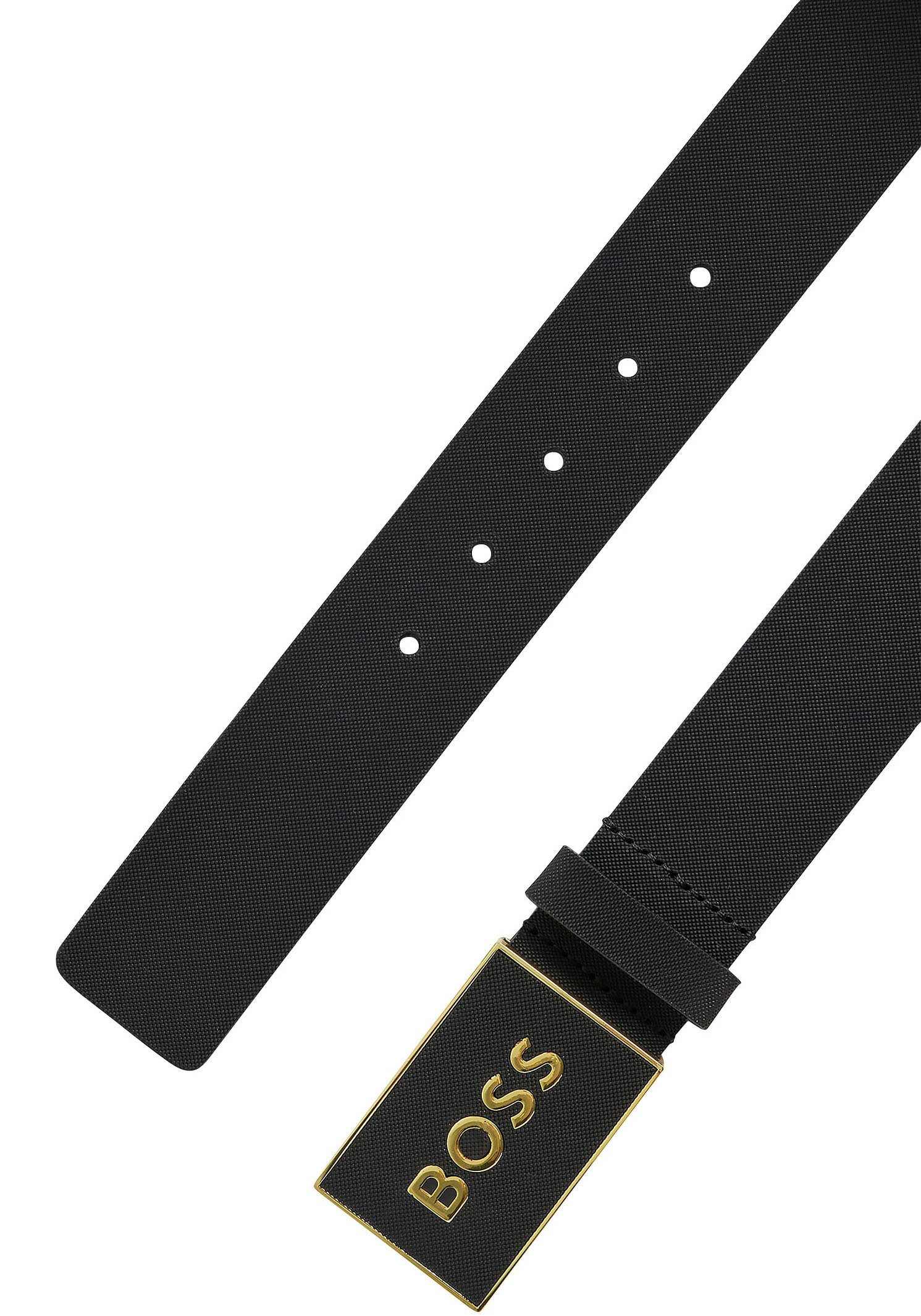 Boss Leren riem Boss_Icon-S1_Sz40 met boss-logo-reliëf op de riemgesp