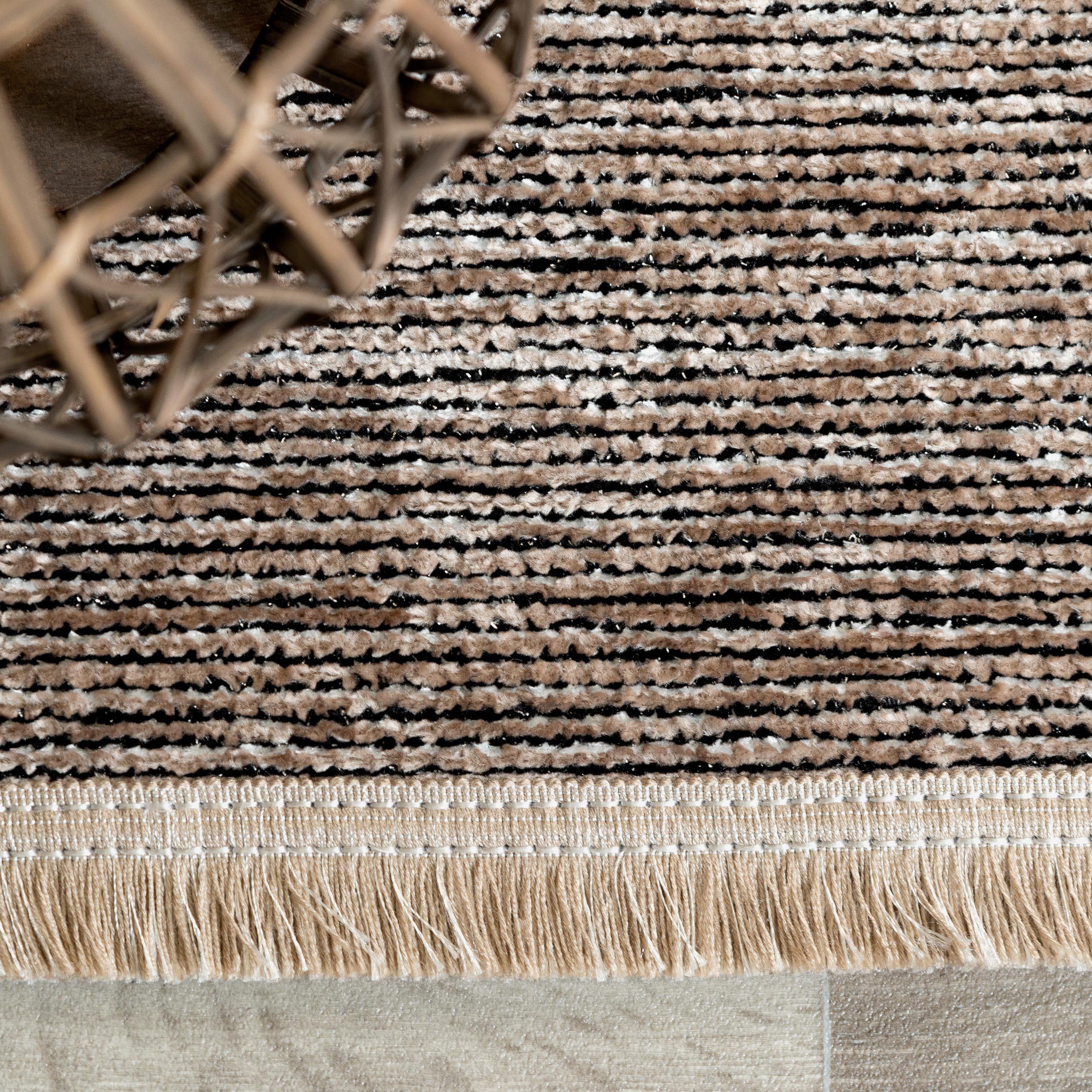 Sehrazat Vloerkleed Stela wasbaar, vlakweefsel, met franjes en chenille