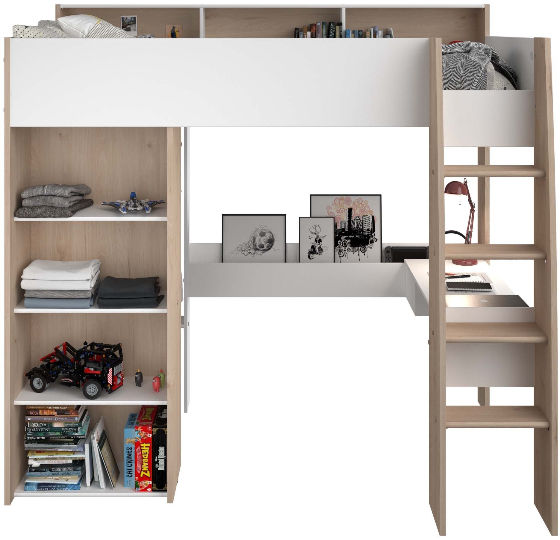 Parisot Hoogslaper Shelter 11 geïntegreerd bureau, ladder, rek, kledingstang, planken (1 stuk)
