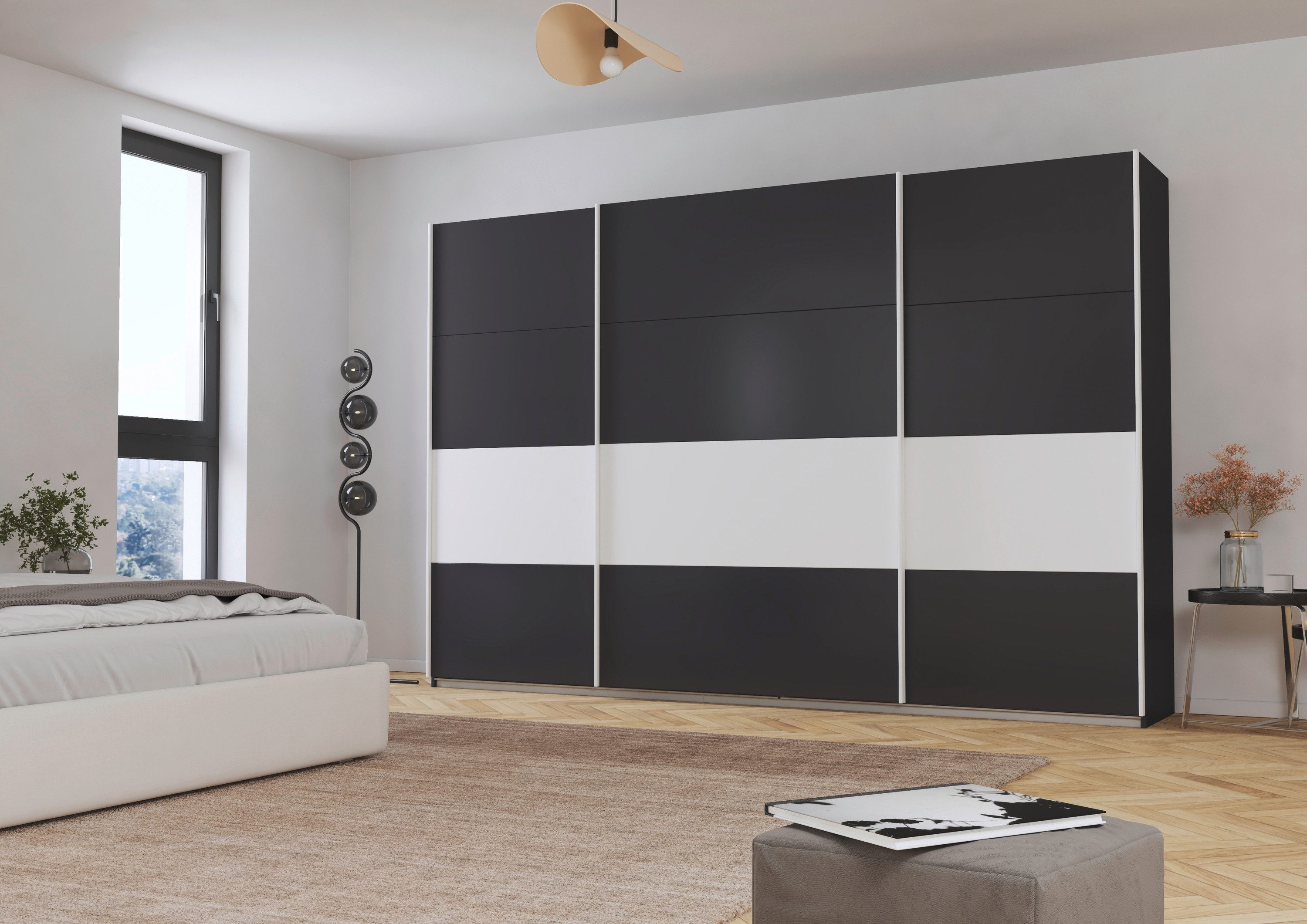 rauch Schuifdeurkast Kledingkast Kast Garderobe CORTONA inclusief indeling, 2 stoffen dozen en extra planken