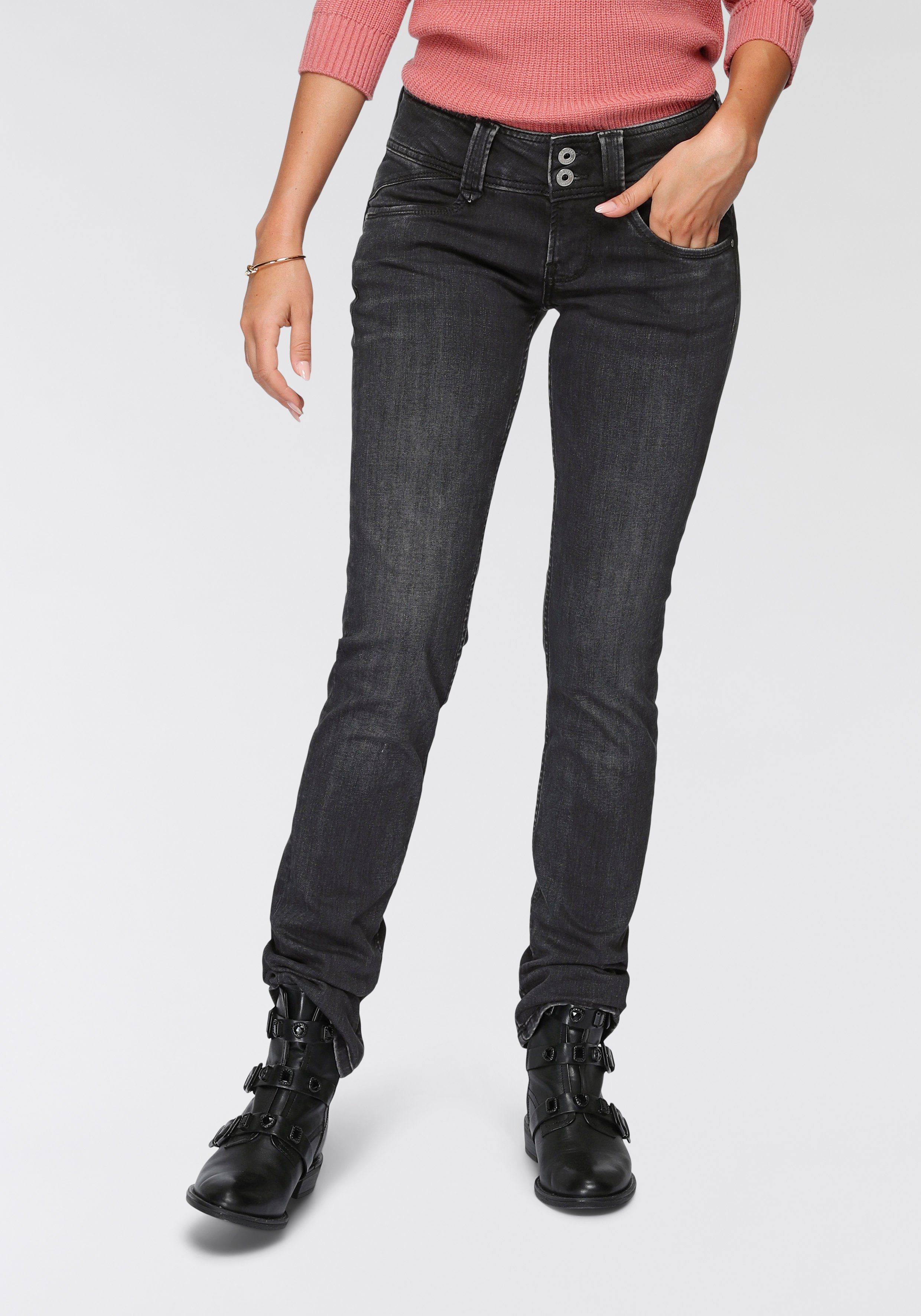 Pepe Jeans Rechte jeans NEW GEN Straight pasvorm met middelhoge band met  dubbele knoop en onzichtbaar kleingeldzakje van leuk comfort stretch-denim  snel online gekocht | OTTO