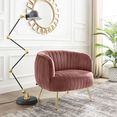 leonique fauteuil eveline luxe-microvezel, cocktailfauteuil met gouden poten roze