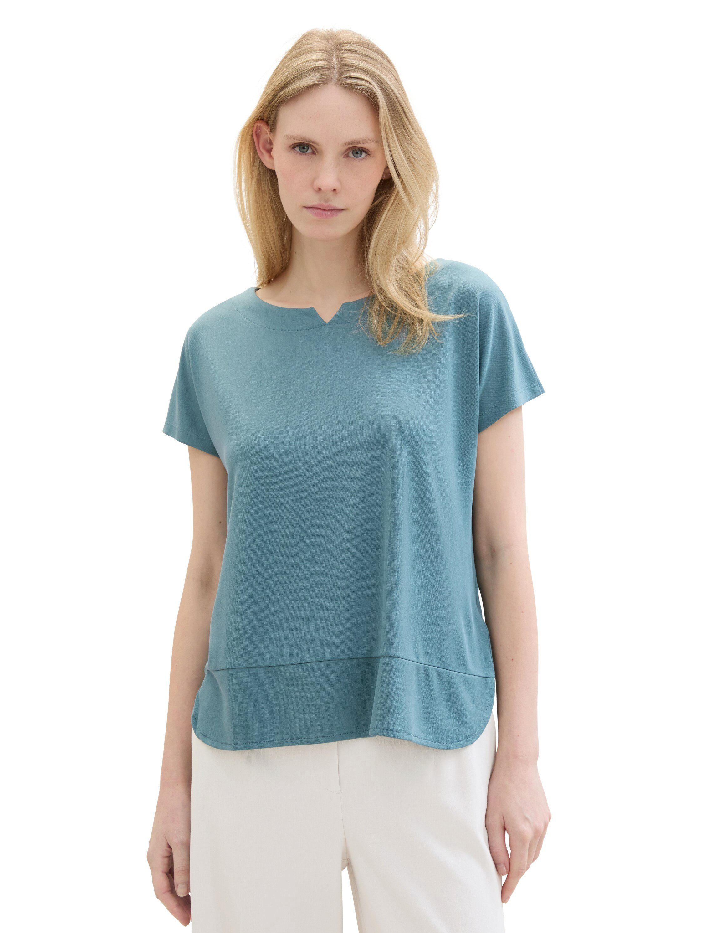 Tom Tailor T-shirt met gesplitste ronde halslijn