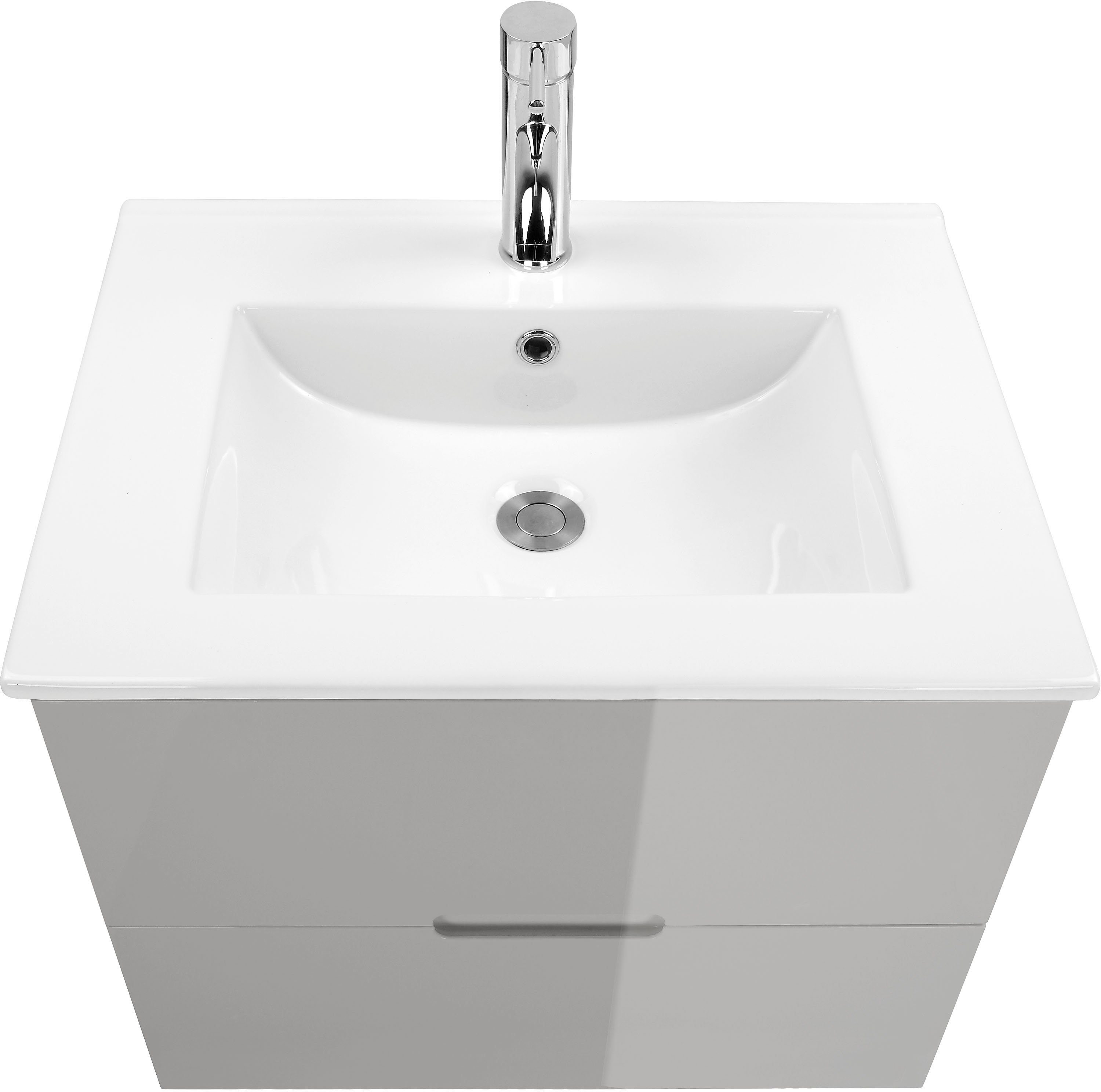 welltime Badkamerserie Lund badkamermeubelset badkamerkast badkamerset Spiegelkast, wastafelonderkast en wasbak breedte 60 cm (complete set)