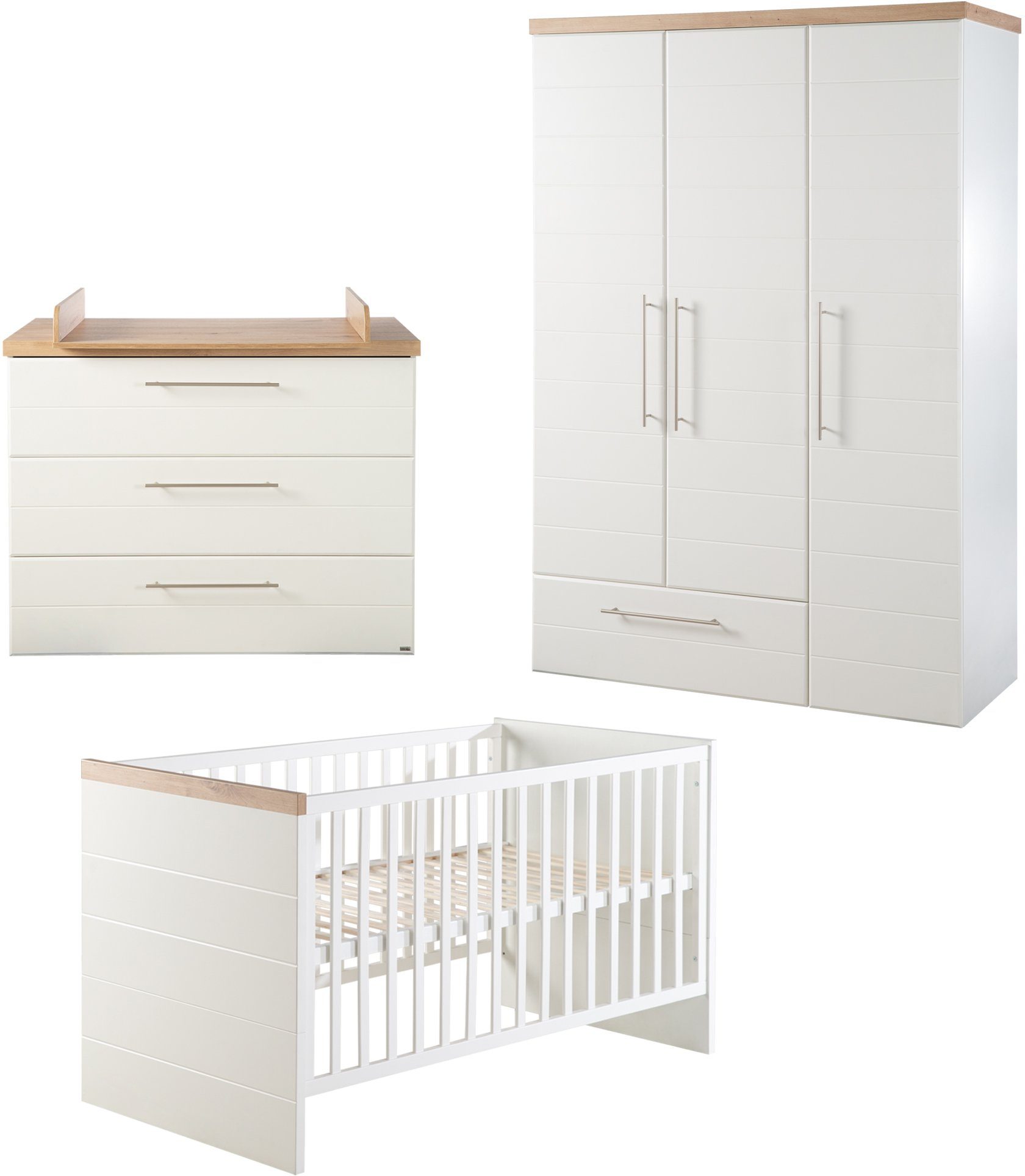 Roba® Complete babykamerset Nele Made in Europe, met kinderbed, kast en commode (set, 3 stuks)