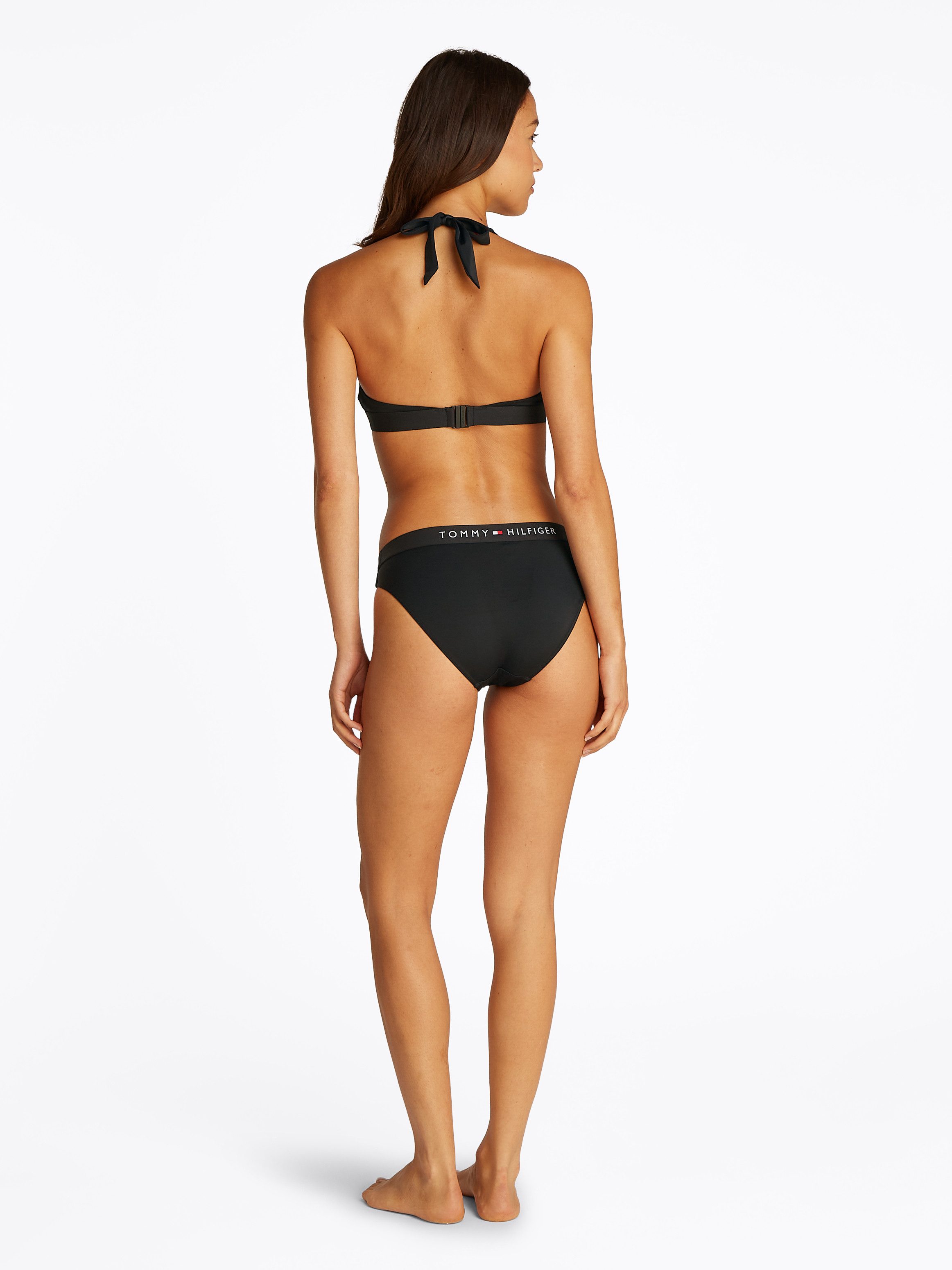 Tommy Hilfiger Swimwear Triangel-bikinitop HALTER RP met logo-opdruk, met druksluiting