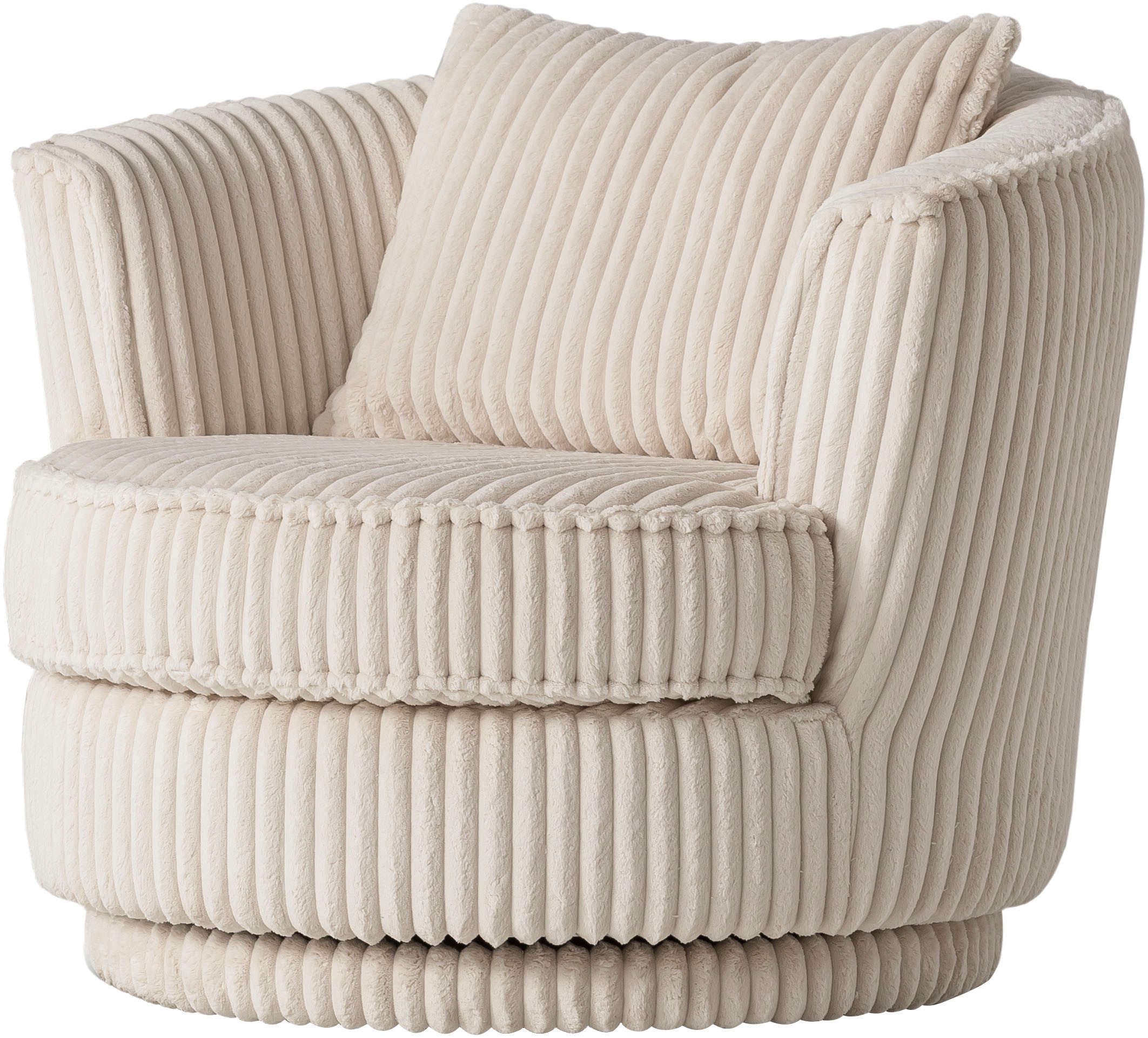 Leonique Draaibare fauteuil MAISIE, leesfauteuil, love seat, trendige stoffen mega cord en geweven velours, 360 graden draaibaar