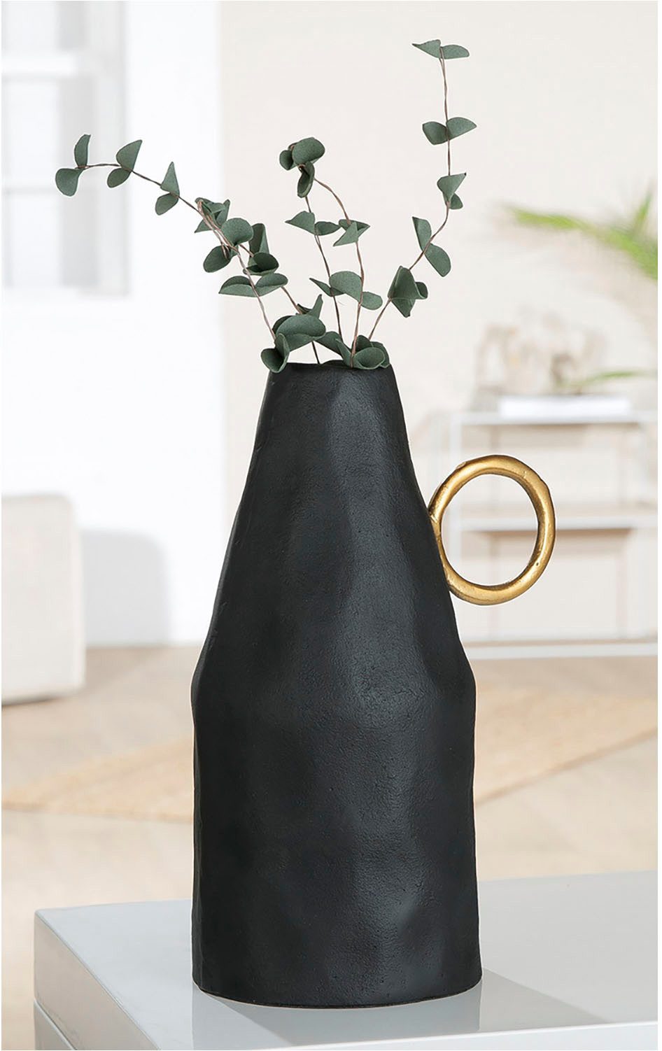 GILDE Tafelvaas Vase Dora, schwarz H.31 cm (1 stuk)