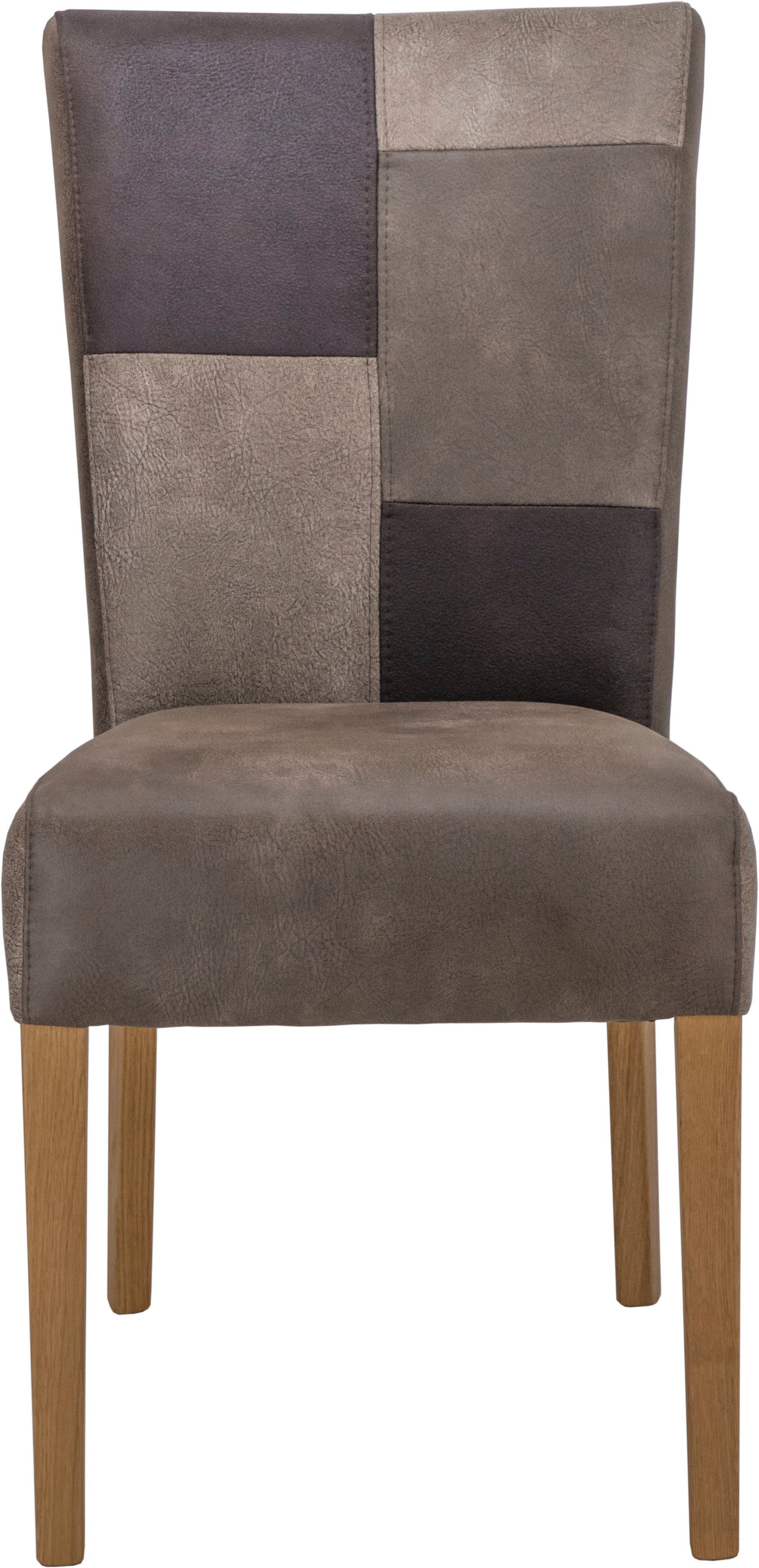Home affaire Eetkamerstoel Queen Onderstel van massief hout, patchwork-bekleding in landhuisstijl (set, 2 stuks)