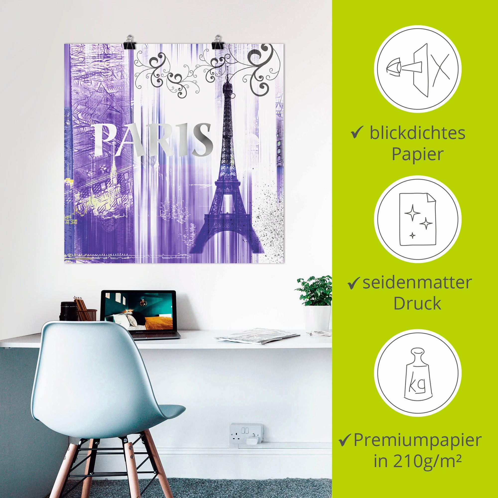 Artland Artprint Parijs Skyline collage II als artprint op linnen, poster in verschillende formaten maten