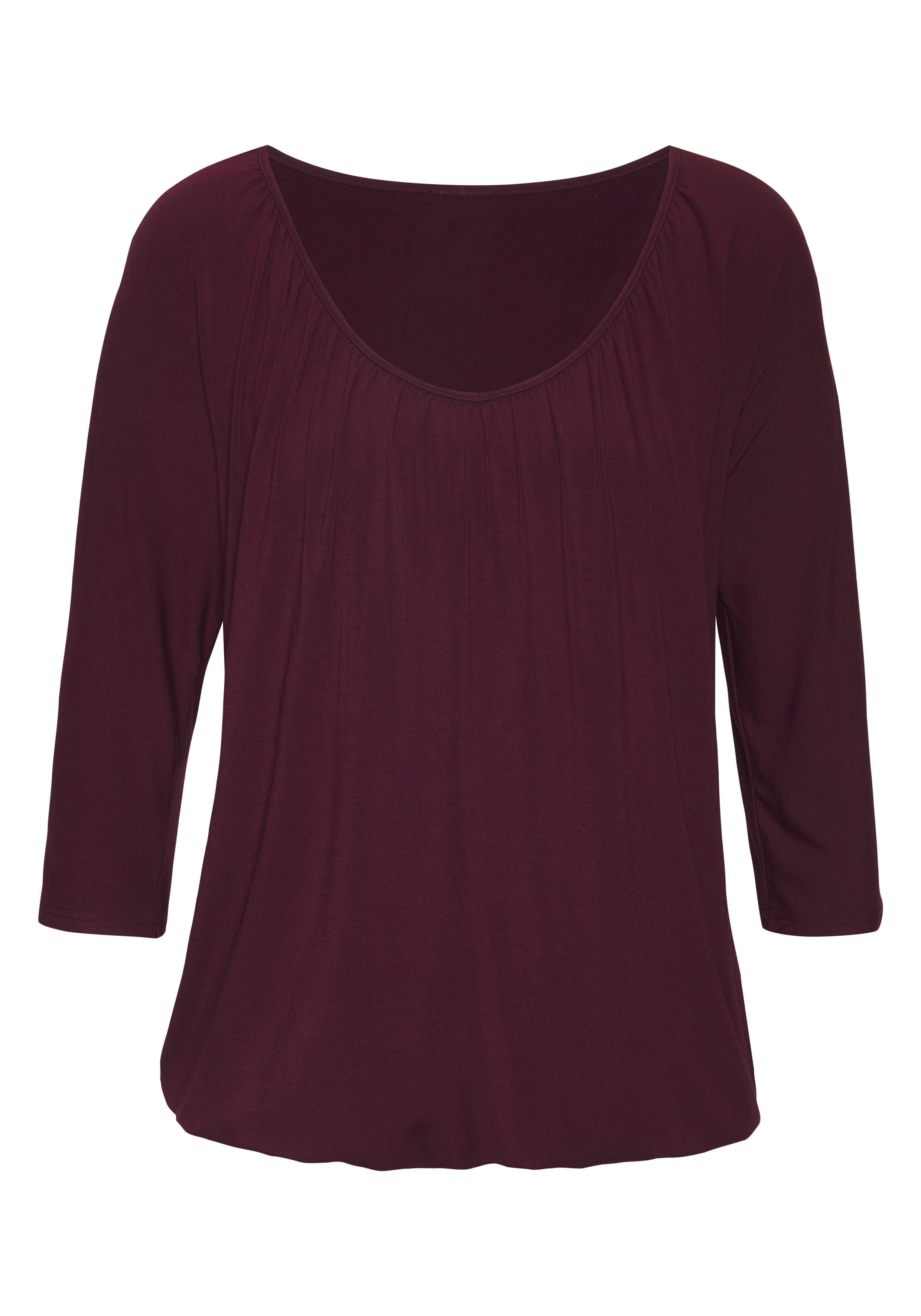 Lascana Shirt met 3/4 mouwen Met fijne plooien bij de hals (Set van 2)