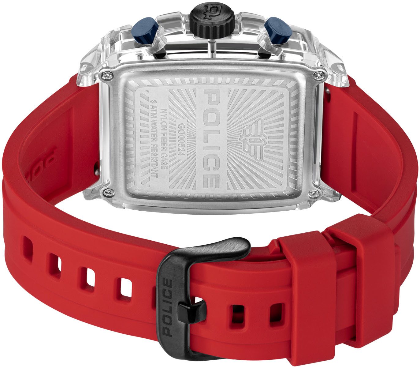 Police Chronograaf CLOUT Armbandhorloge, herenhorloge, siliconen armband, ideaal ook als cadeau, analoog (set, 4-delig, Met 3 wisselbandjes)