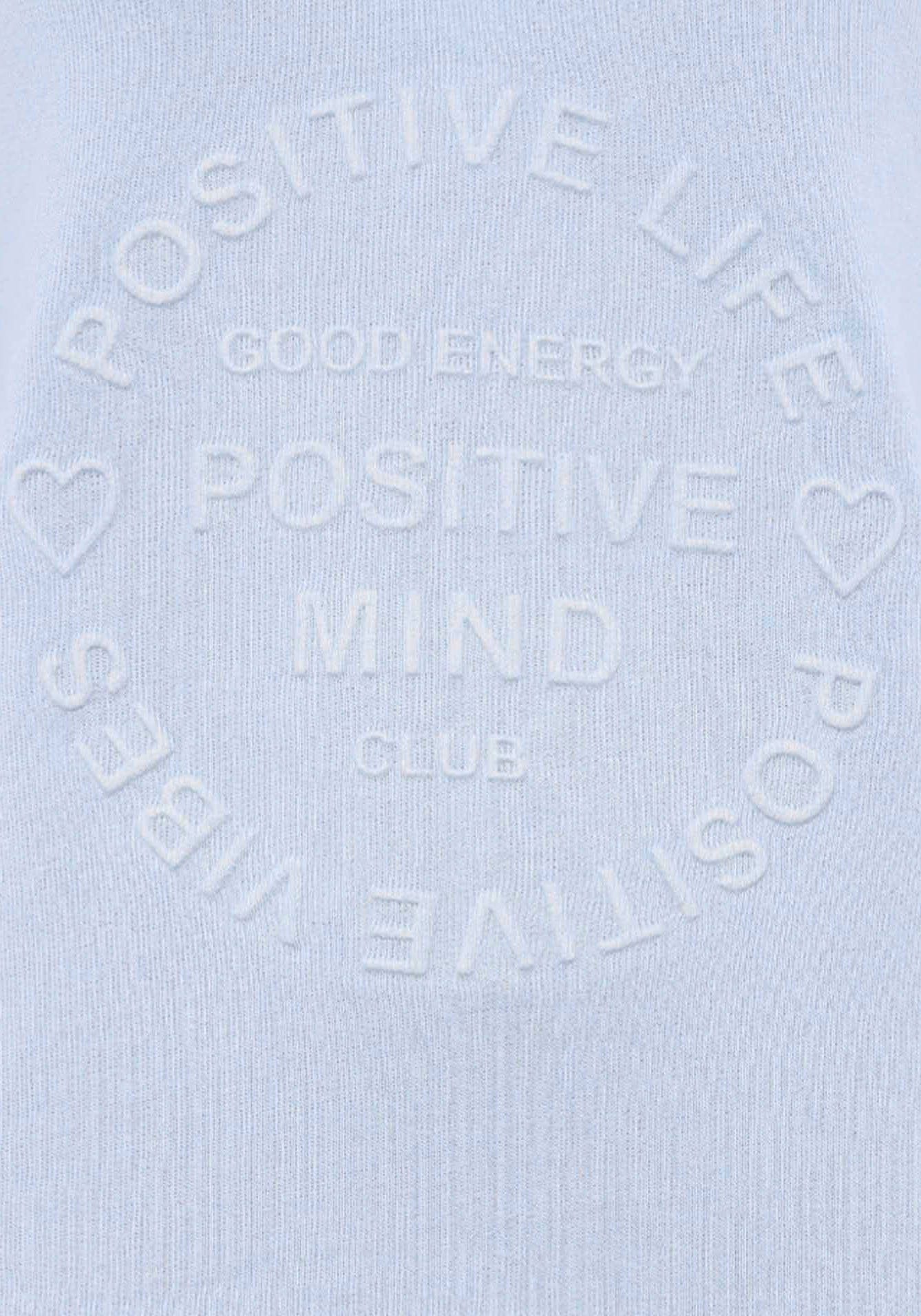 Zwillingsherz Sweatshirt "Positive Mind" met v-halslijn in used look en stempelprint