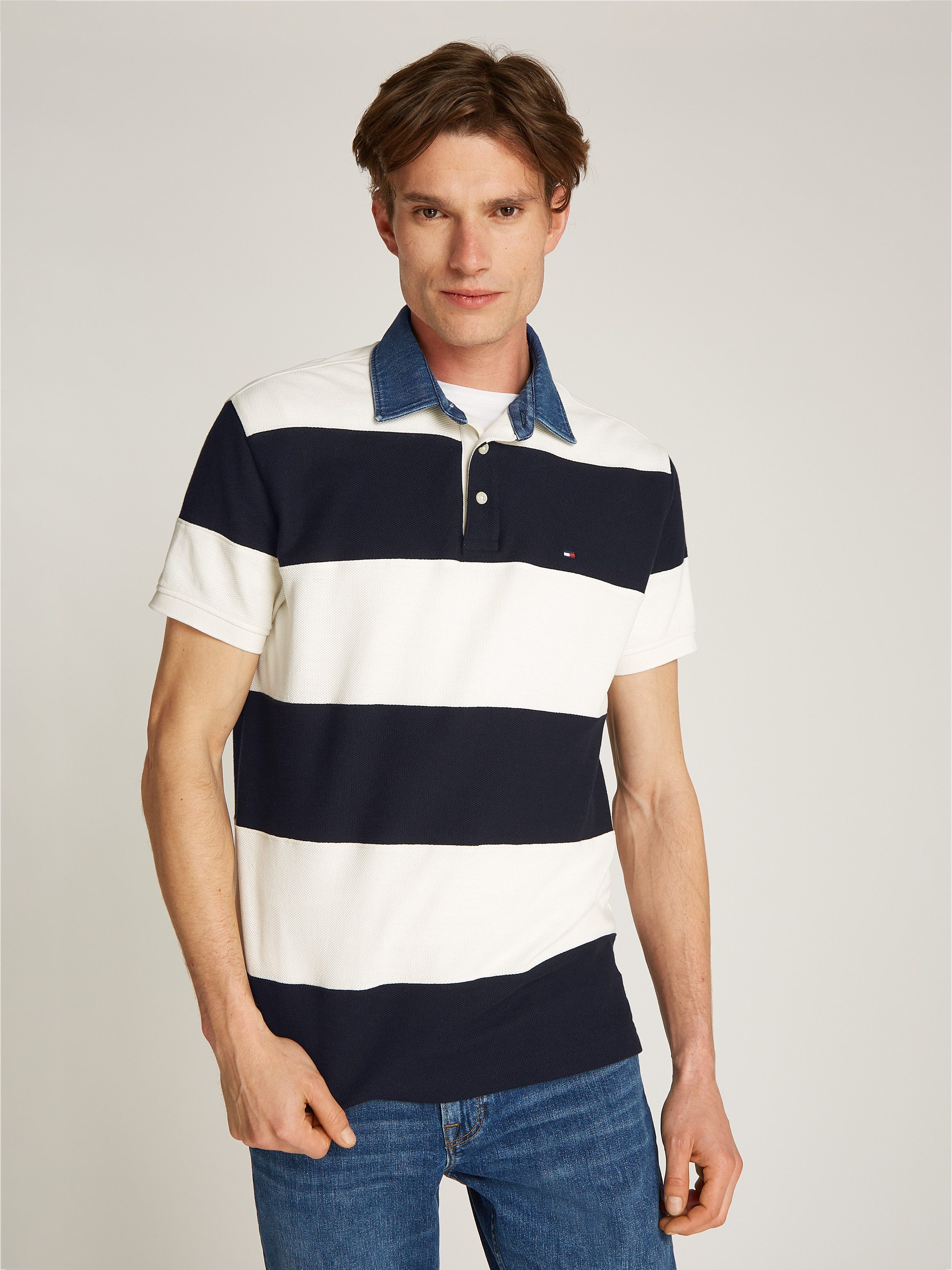 Tommy Hilfiger Poloshirt RUGBY STRIPE RELAXED POLO heren poloshirts maat M blauw