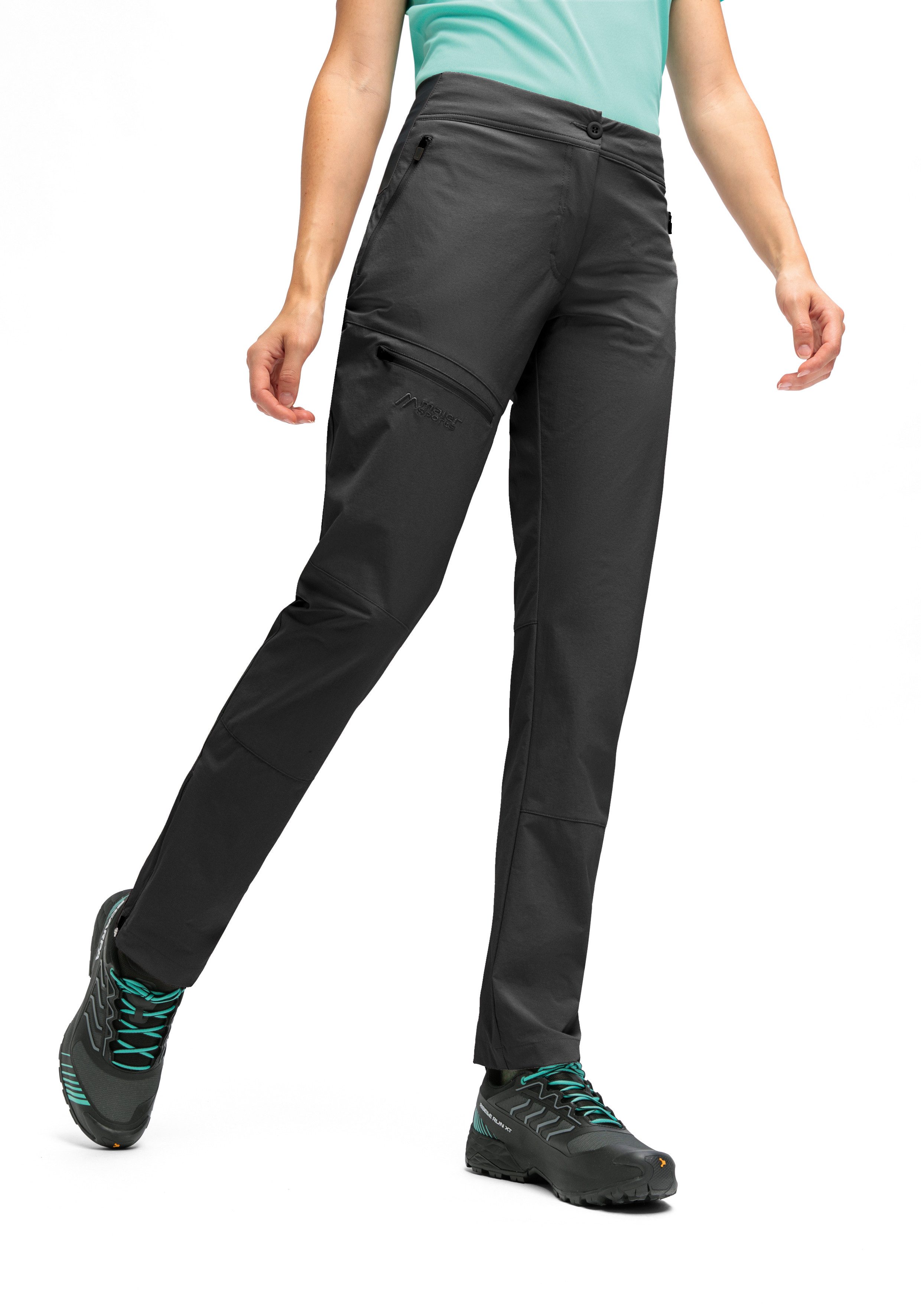 Maier Sports Outdoorbroek Inara slim Vario Dames wandelbroek, functionele broek met variabele tailleband en 4 zakken, slim fit