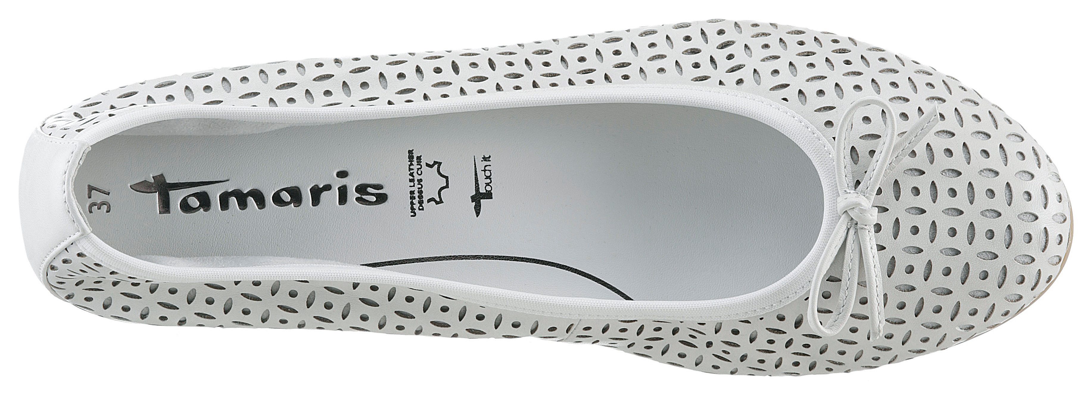 Tamaris Ballerina's , business schoen, lage schoen, instapschoen met mooie strik