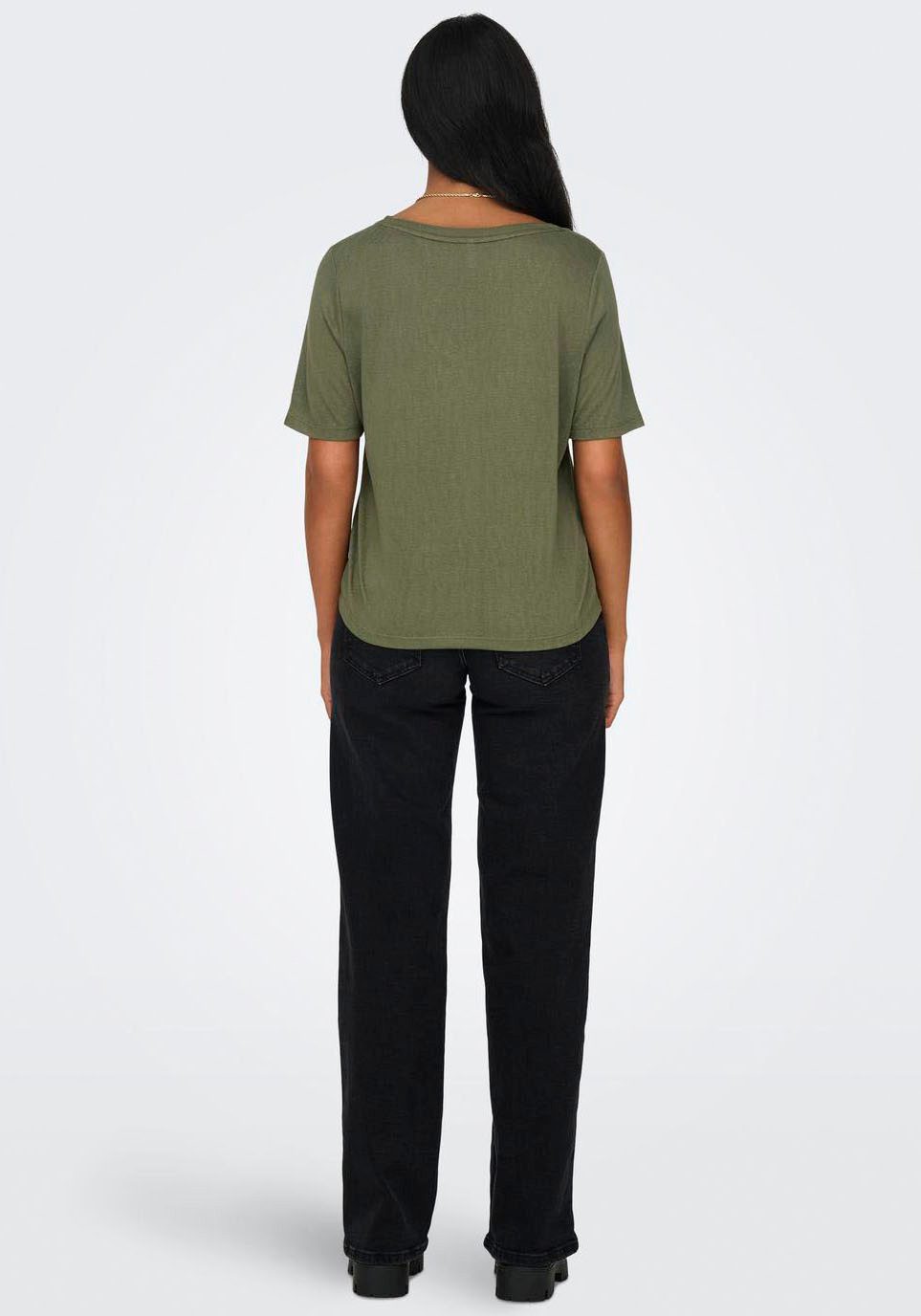 Only Shirt met korte mouwen ONLELISE S/S V-NECK TOP JRS NOOS