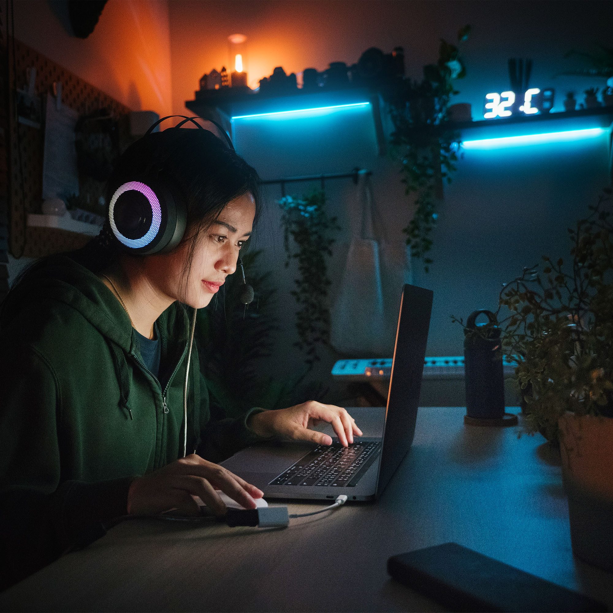 B.K.Licht Led-strip USB LED strip, 5 m, met kleurverandering Lichtstrip, met afstandsbediening, zelfklevend (1 stuk)
