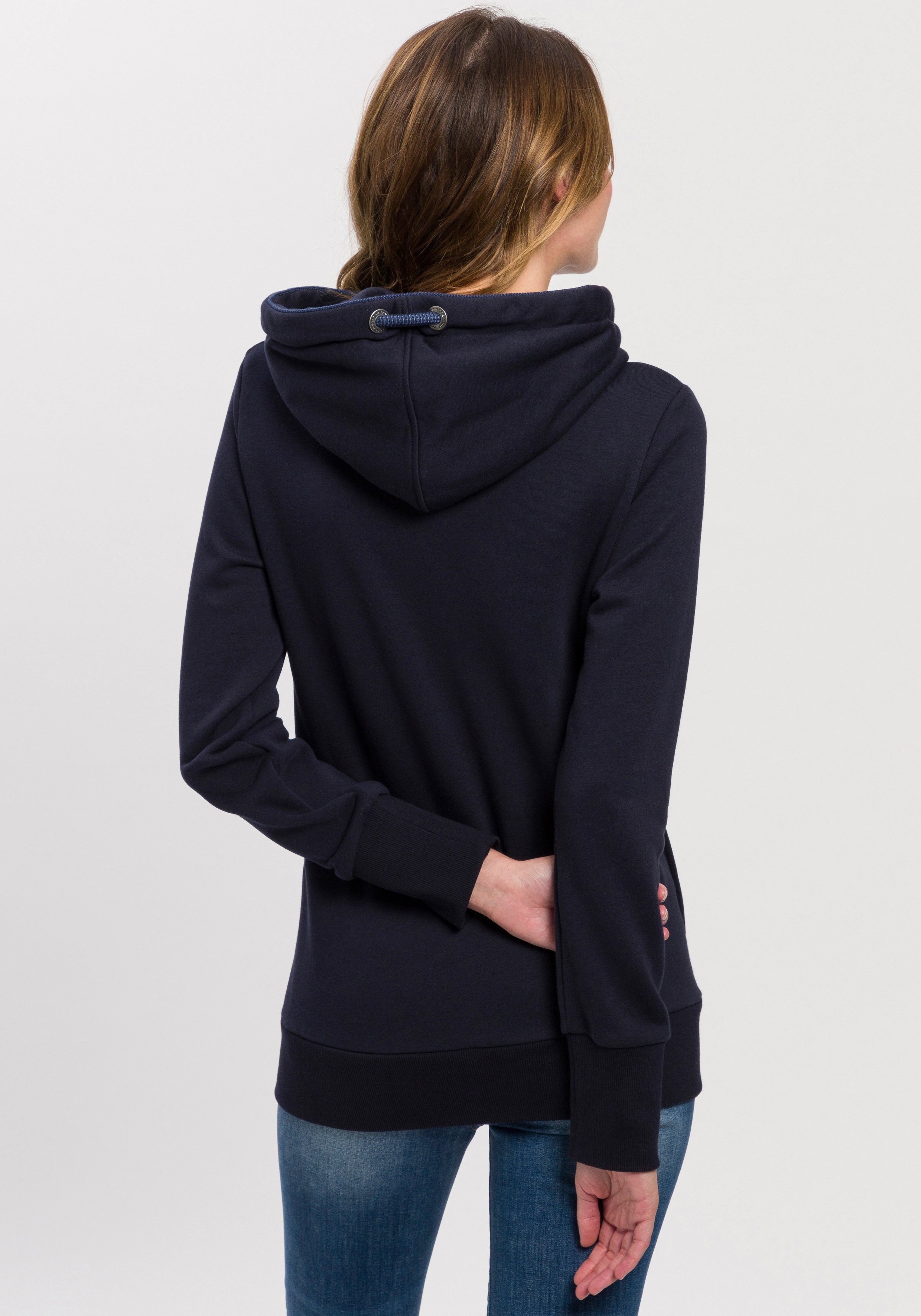 Ragwear Sweater GRIPY BUTTON O STARDUST met geprint statement op de voorkant "we are made of stardust"