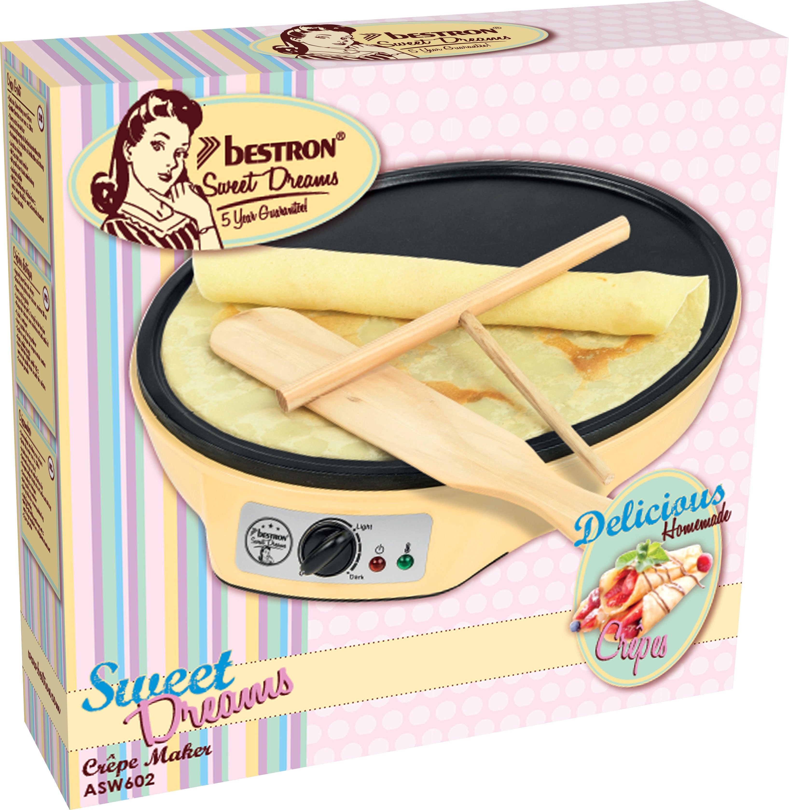 bestron Crêpe maker ASW602 Sweet Dreams inclusief deegverdeler & crêpesspatel, antiaanbaklaag