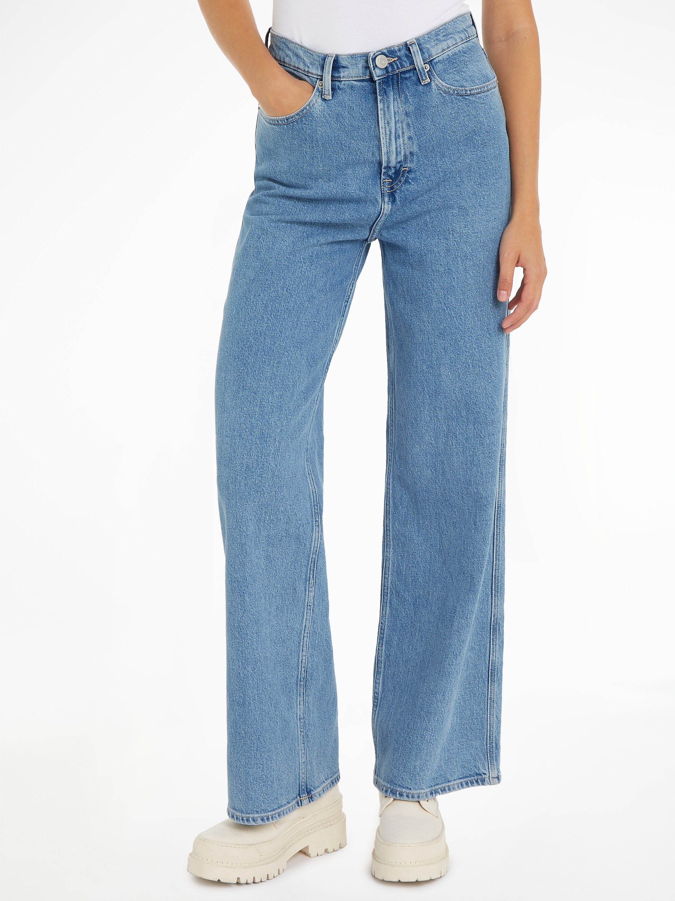 TOMMY JEANS Wijde jeans CLAIRE HGH WD BH4116 met tommy jeans merklabel & badge