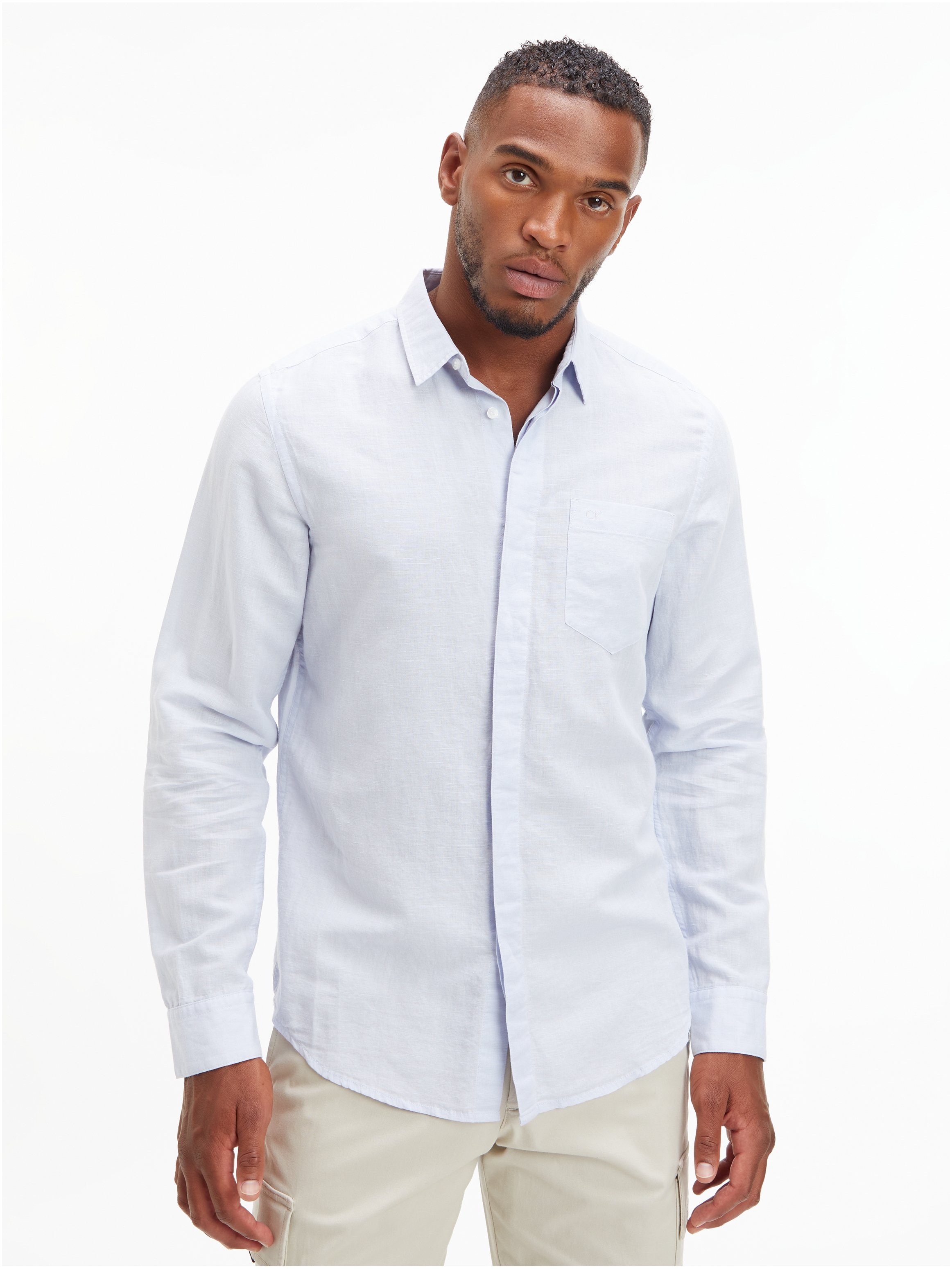 Calvin Klein Overhemd met lange mouwen COTTON LINEN CHEST POCKET