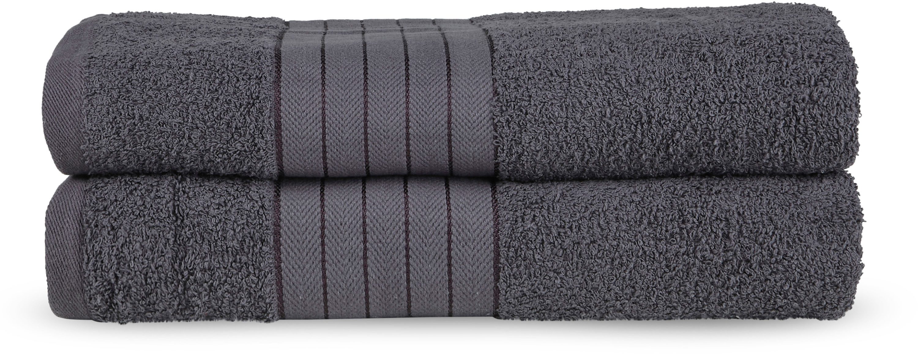 good morning Badlaken Uni Towels Katoen, walkfrottee, bies, 500 GSM, effen, zonder ophangbeugel (2 stuks) handdoeken maat 2x 70x140 cm grijs