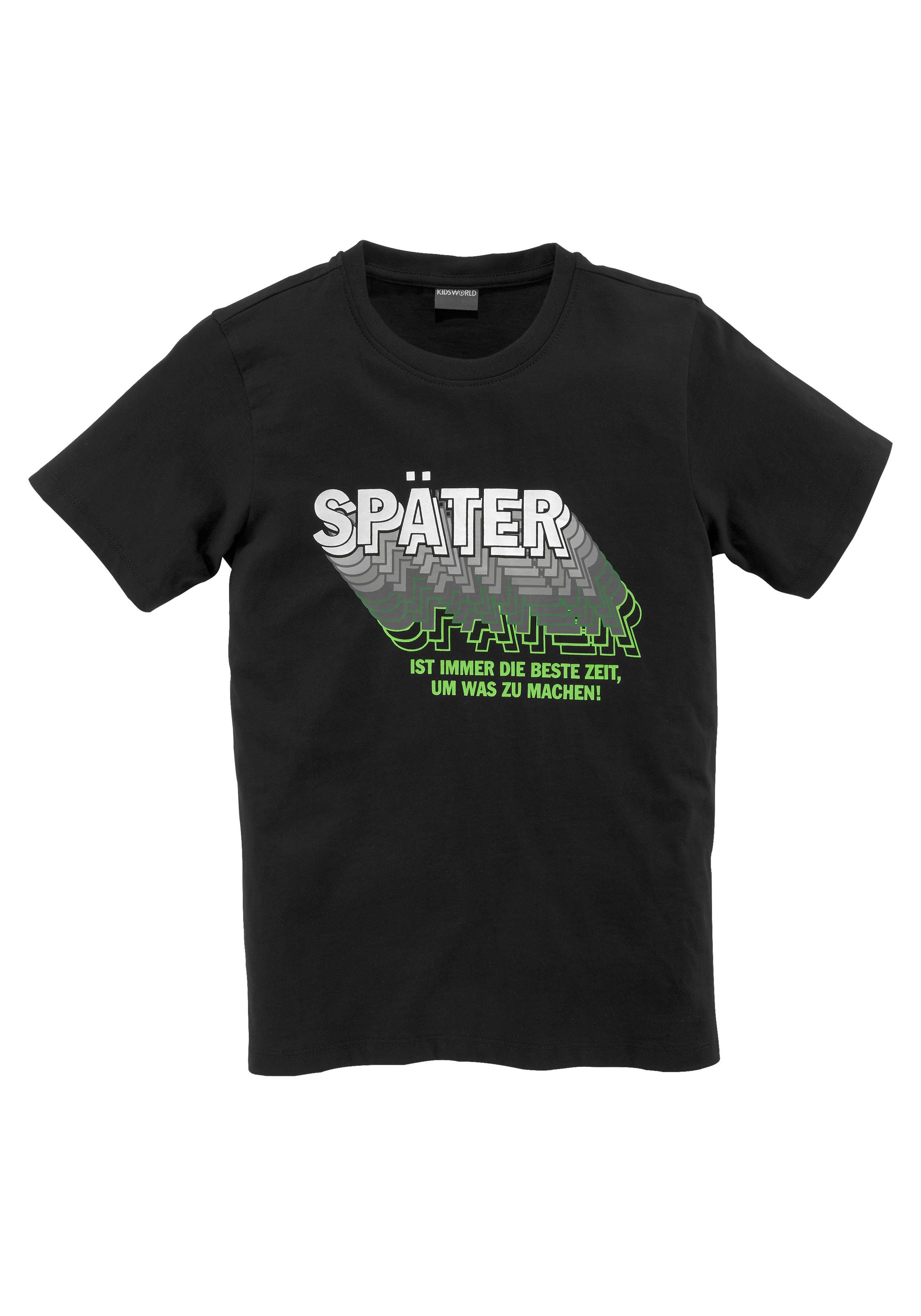 KIDSWORLD T-shirt SPÄTER...... Korte mouwen, perfecte pasvorm, met coole statements en slogans