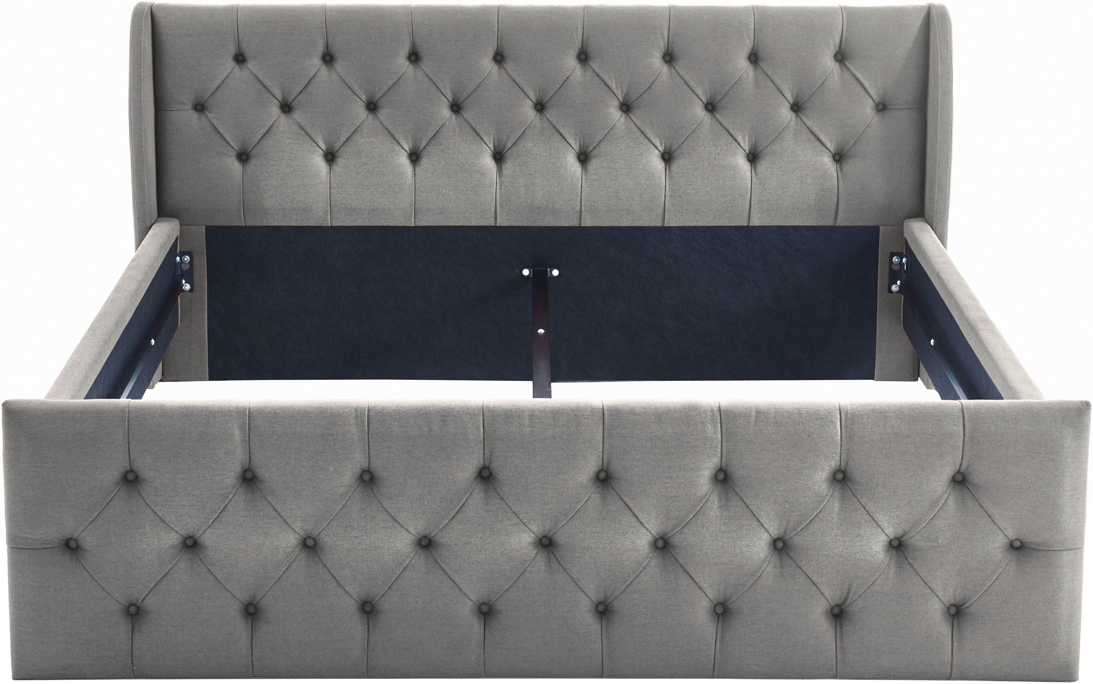 ATLANTIC home collection Gestoffeerd bed TAMINA met Chesterfield-look hoofd- en voetdeel