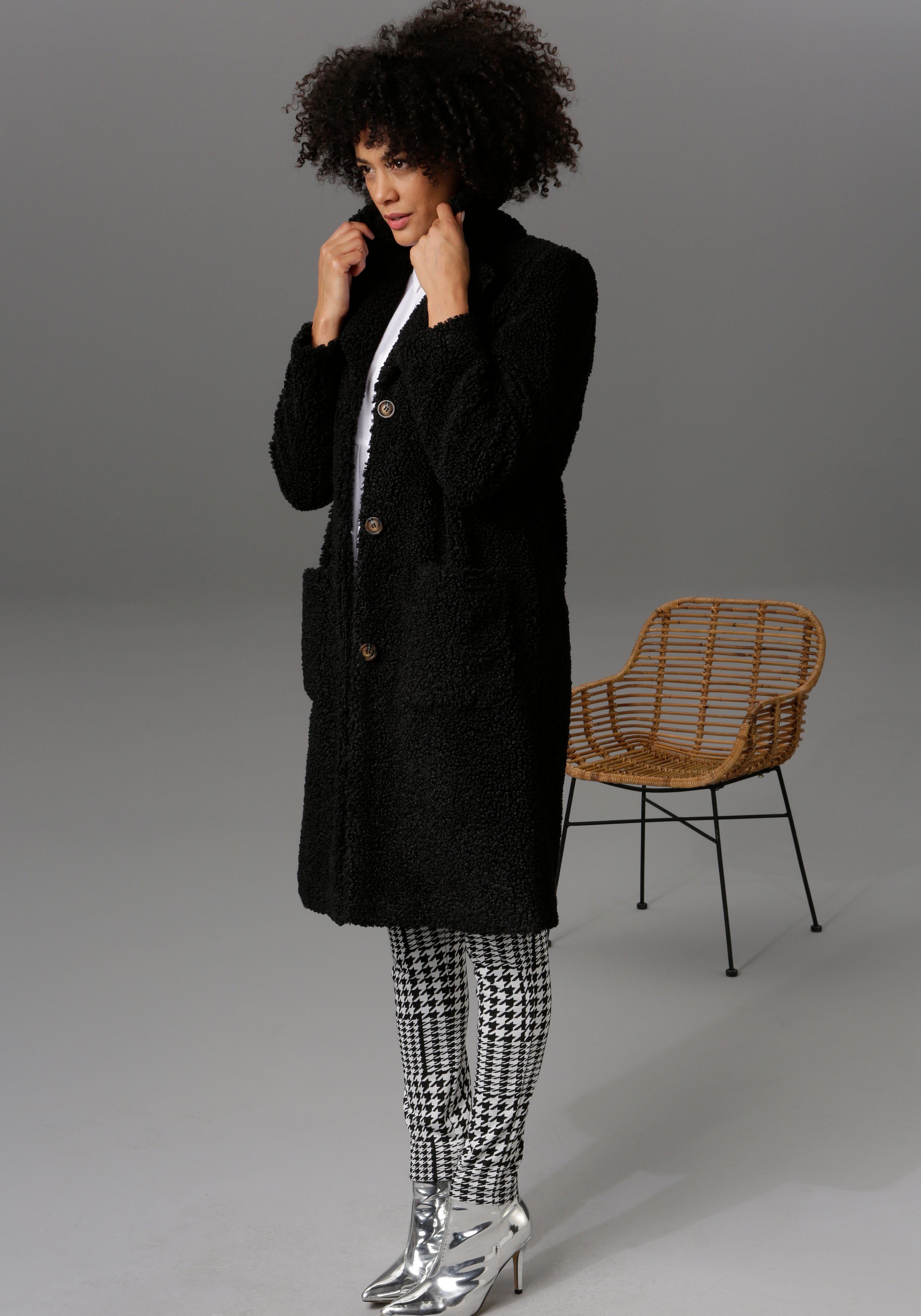 Aniston CASUAL Korte jas in pluche-look
