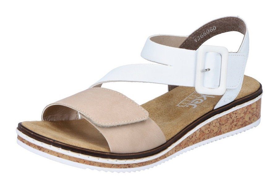 Rieker Sandalen zomerschoen, sandaal, sleehak, met asymmetrische bandjes