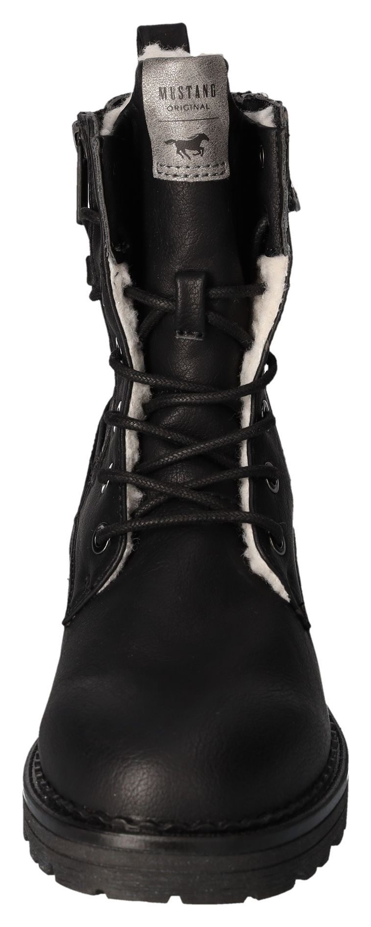 Mustang Shoes Winterlaarzen hakken, winter-enkellaars, veterschoenen, logo-opschriften