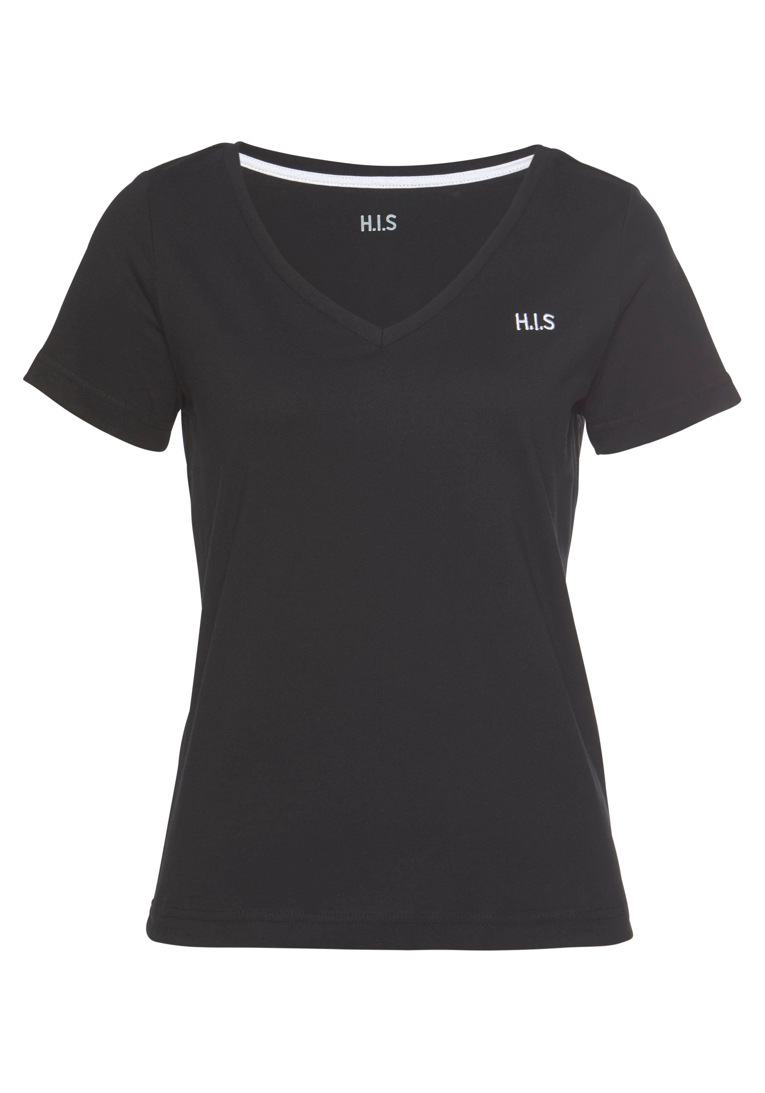 H.I.S T-shirt Essential basics heup-lange pasvorm, figuuraccentuerende snit, van 100% katoen (Set van 3)