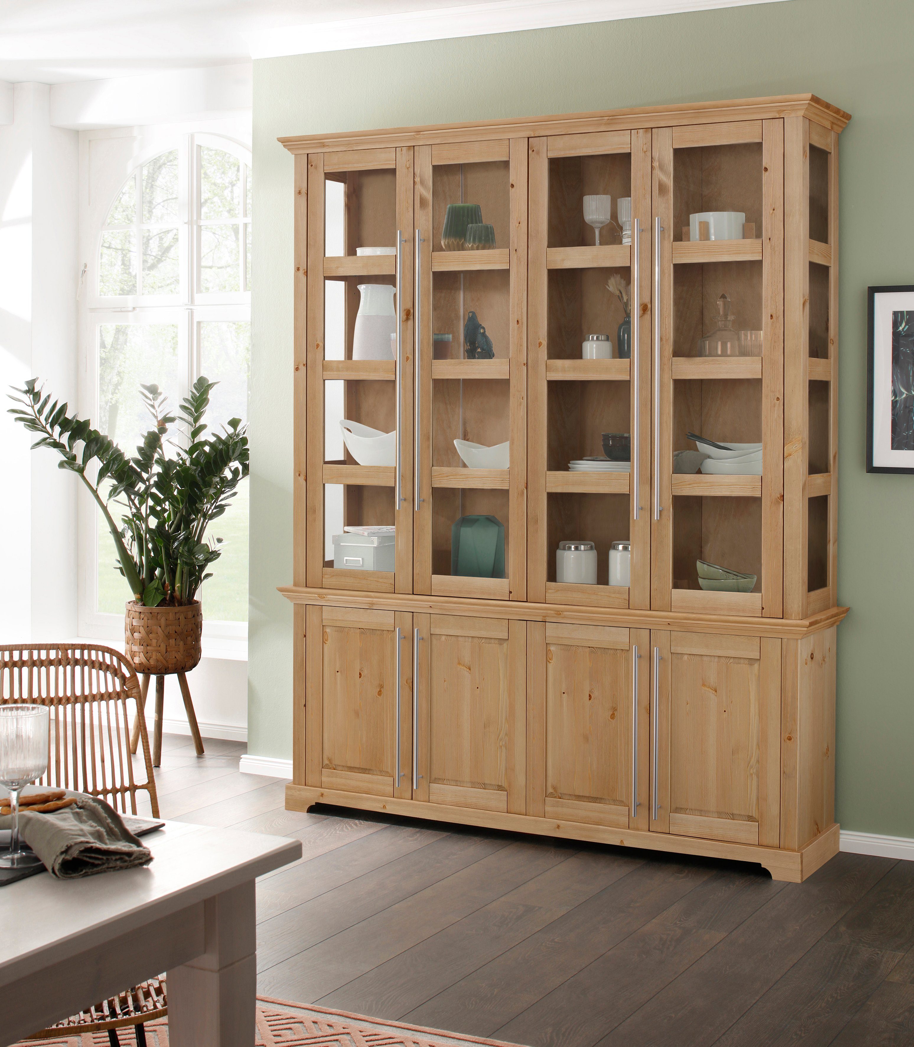 Home affaire Vitrinekast Meliss van massieve dennen, fsc® breedte 171 cm