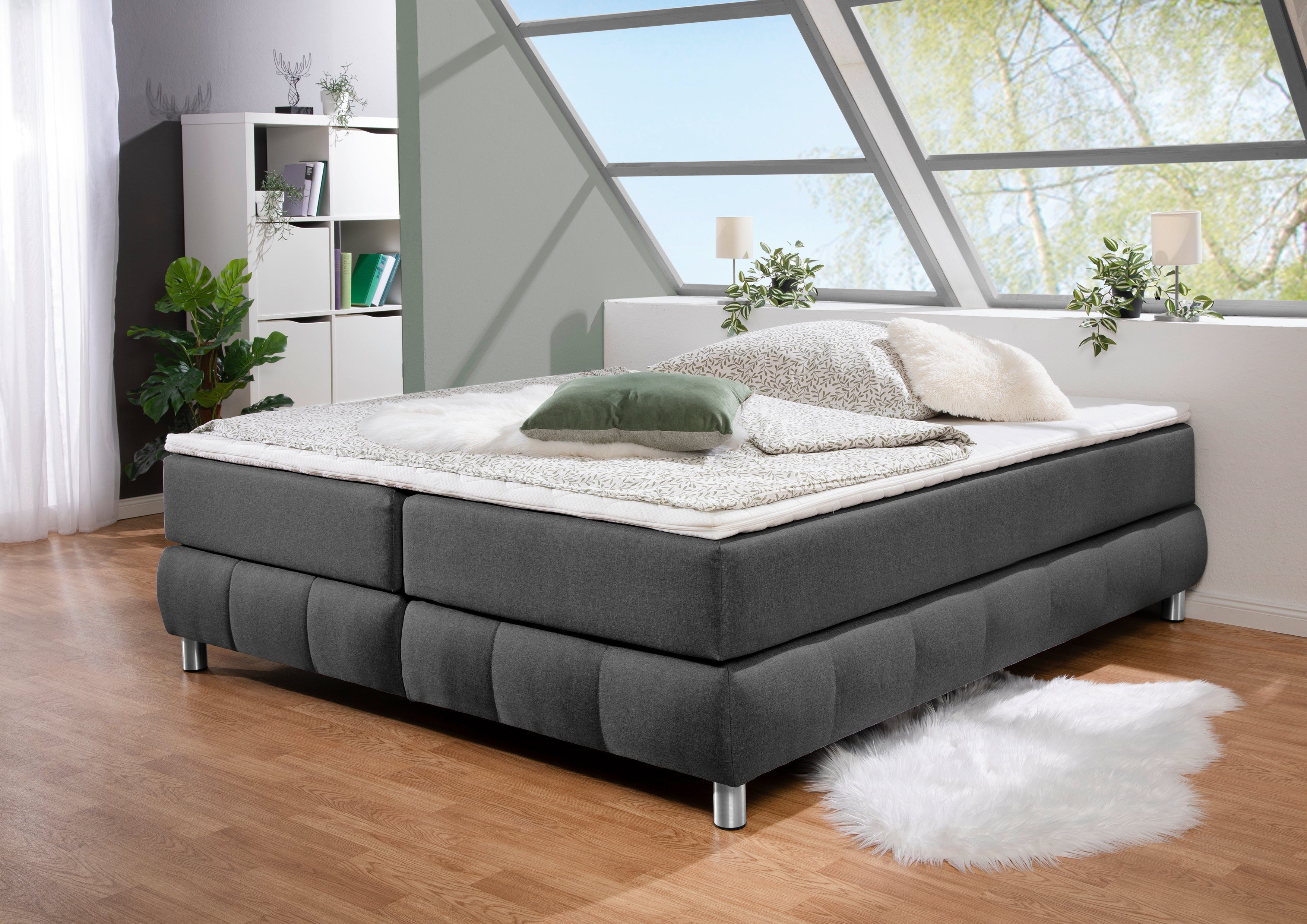 Andas Boxspring Salo Zonder hoofdbord, incl. matrastopper, ook in extra lange versie 220 cm verkrijgbaar