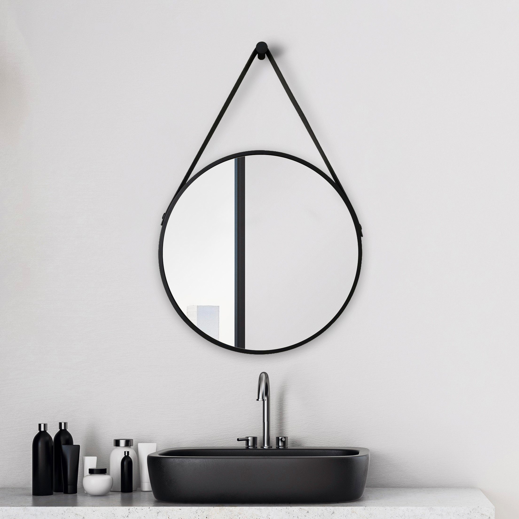 Talos Badspiegel Black Stijl Diameter: 50 cm, matzwart gelakt spiegels & verlichting zwart