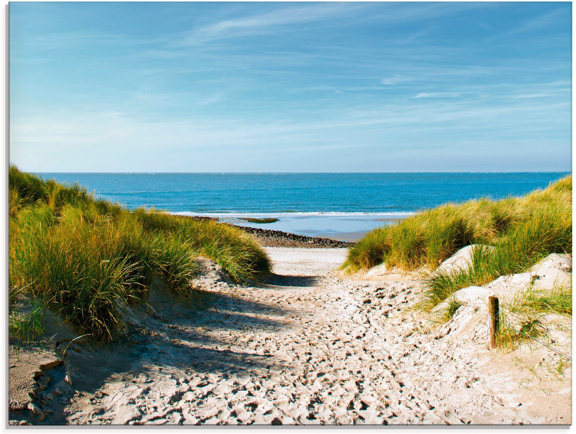 Artland Print op glas Strand met duinen en weg naar het water (1 stuk)