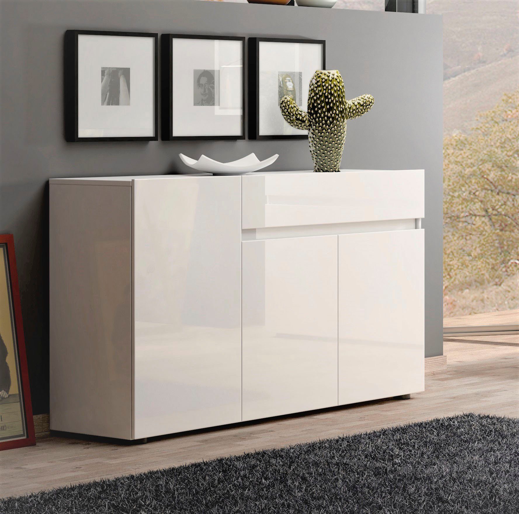 INOSIGN Dressoir Mister Dressoir, volledig hoogglans gelakt, B/H 135x80 cm