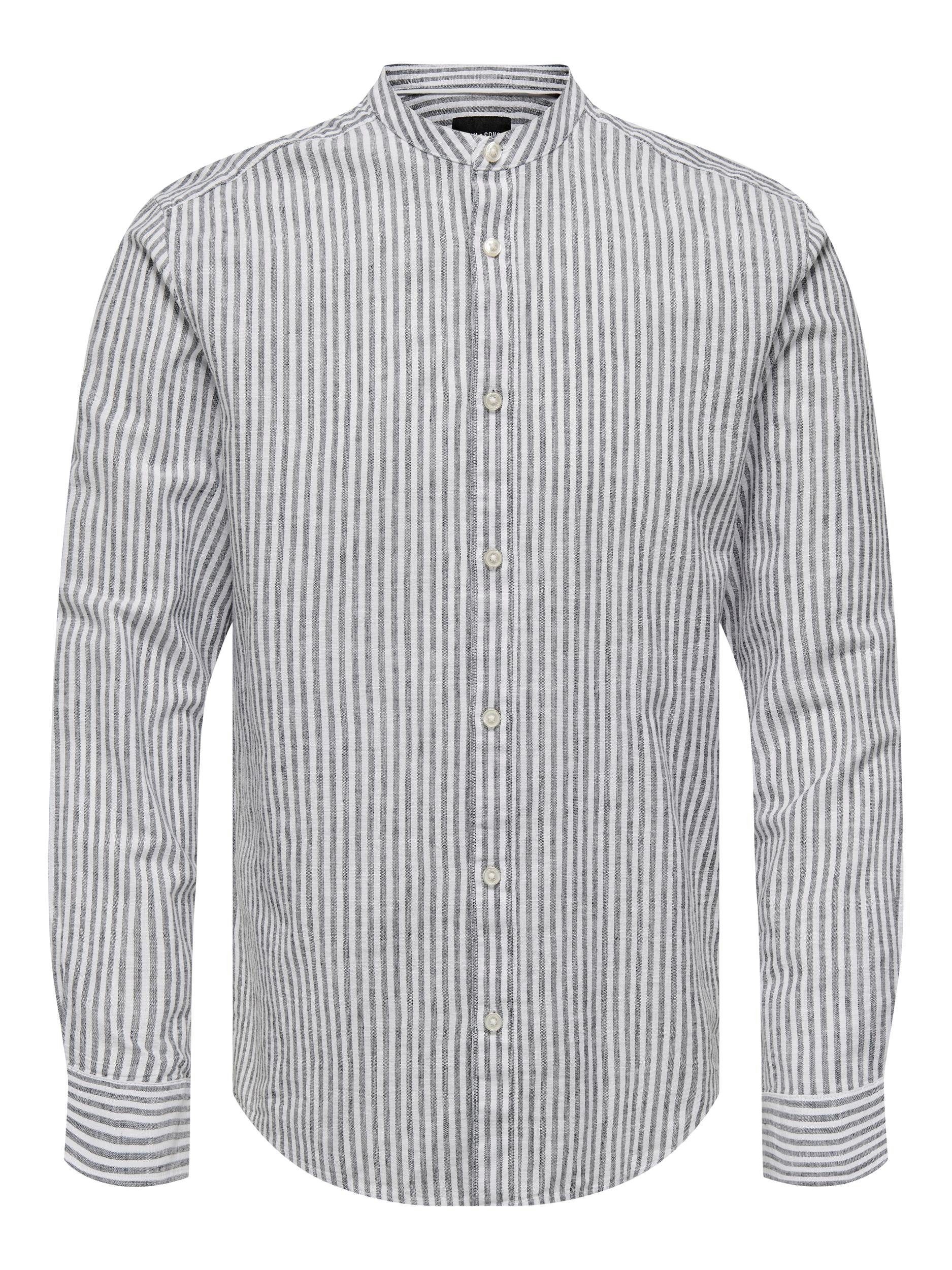 ONLY & SONS Overhemd met lange mouwen ONSCAIDEN LS MAO STRIPE LINEN SHIRT NOOS