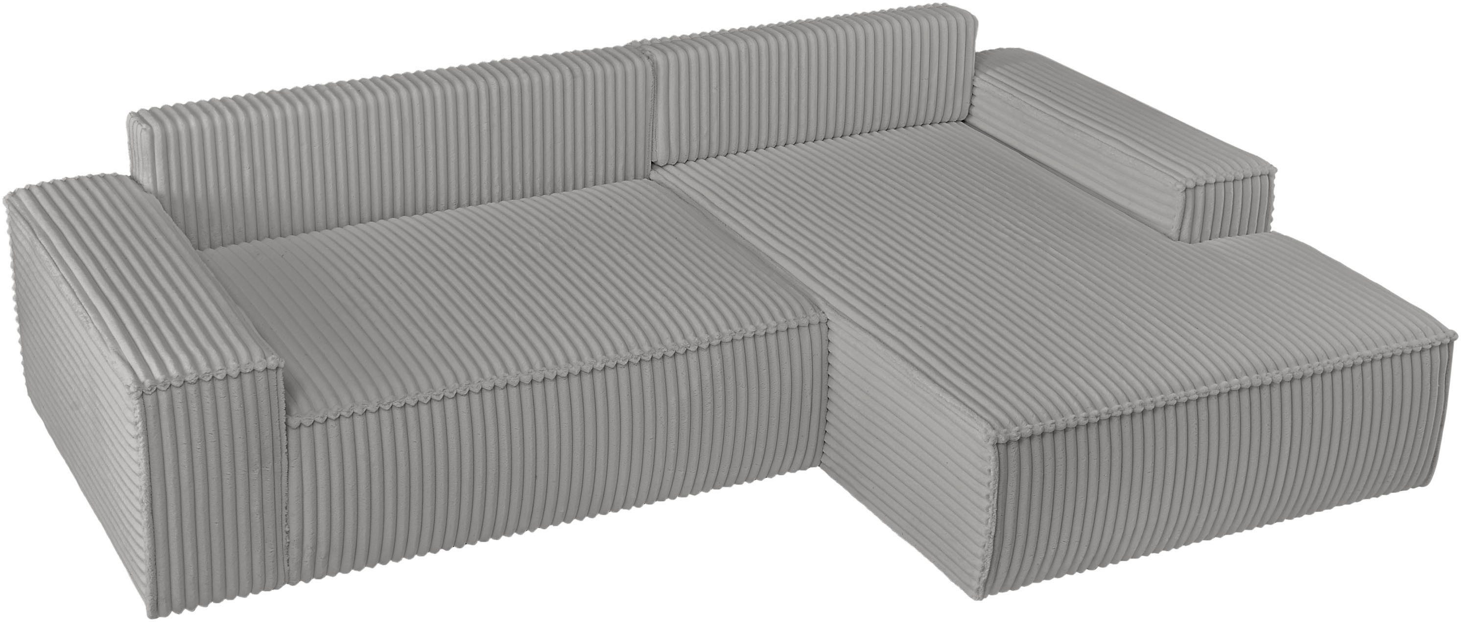 andas Hoekbank Finnley slaapbank 267 cm in Bouclé, fijne structuur en cord, L-vorm
