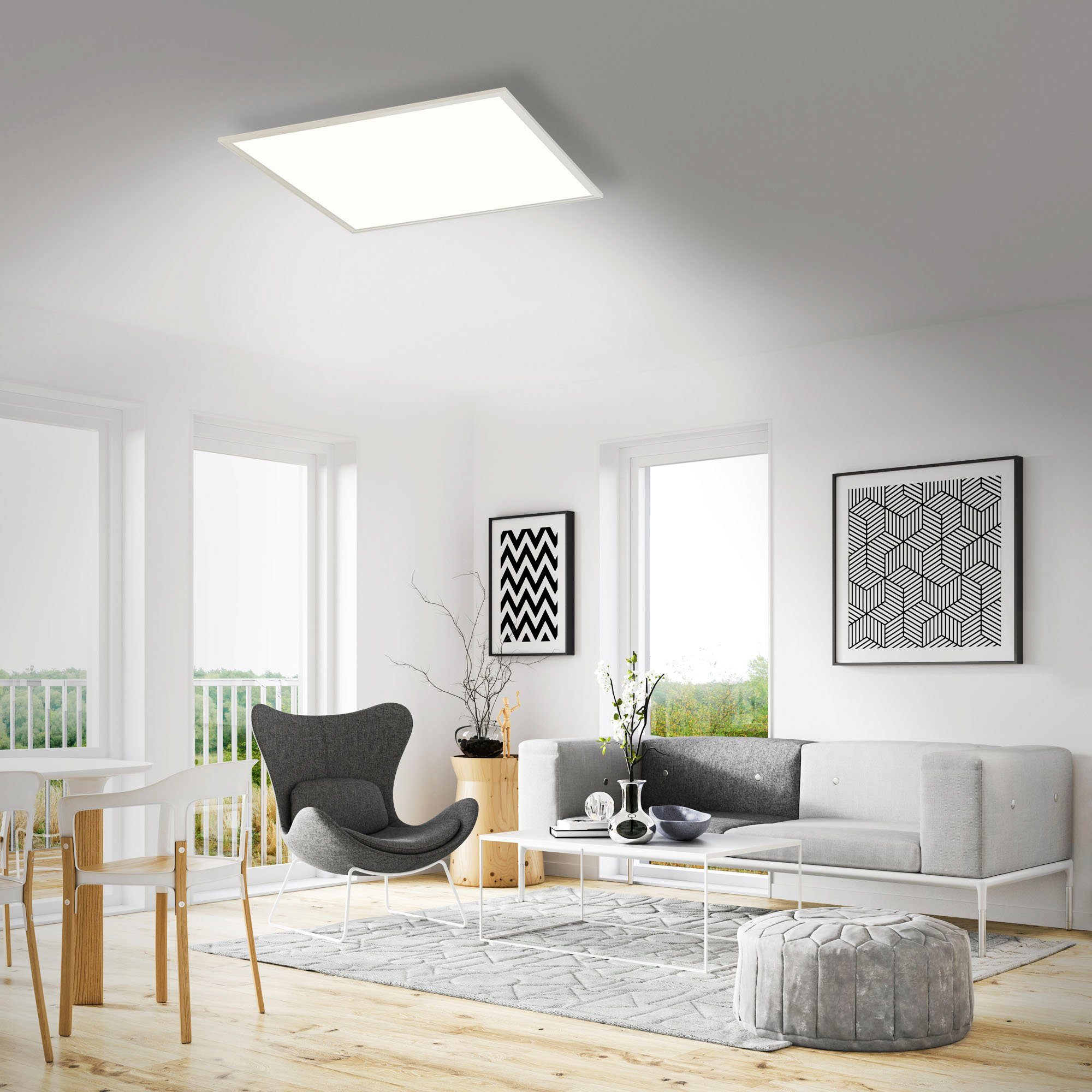 Briloner Leuchten Led-plafondlamp 7192016 Simple Plafondlamp, 59,5x59,5x6 cm, wit, 38W, woonkamer, slaapkamer, gang