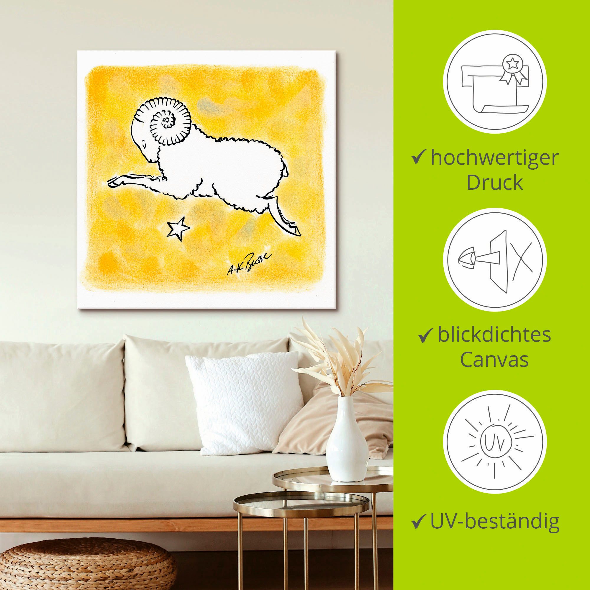 Artland Artprint op linnen Serie sterrenbeeld ram gespannen op een spieraam