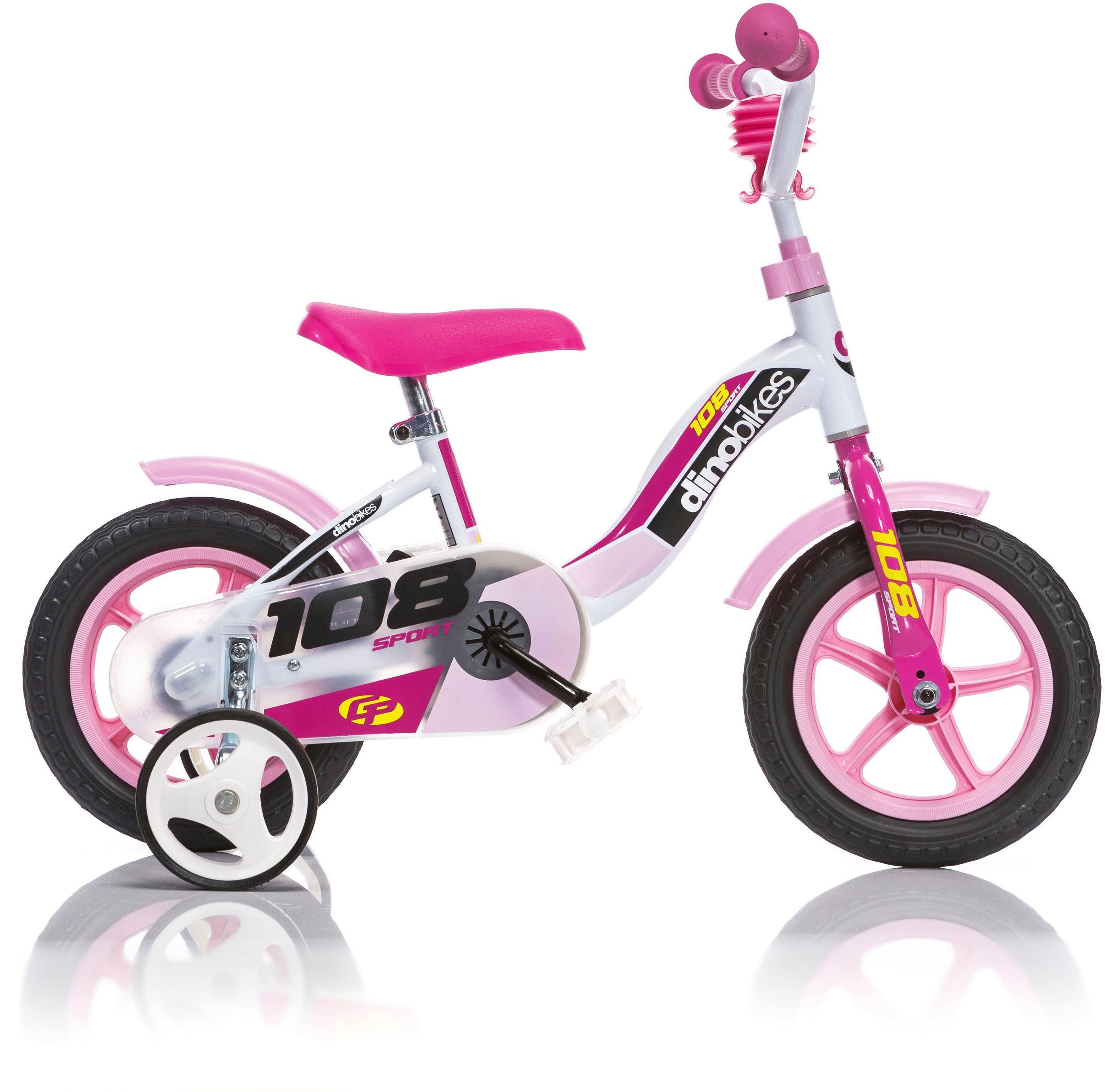 Dino meisjesfiets 10 Inch 17 cm Meisjes Knijprem Roze-Wit