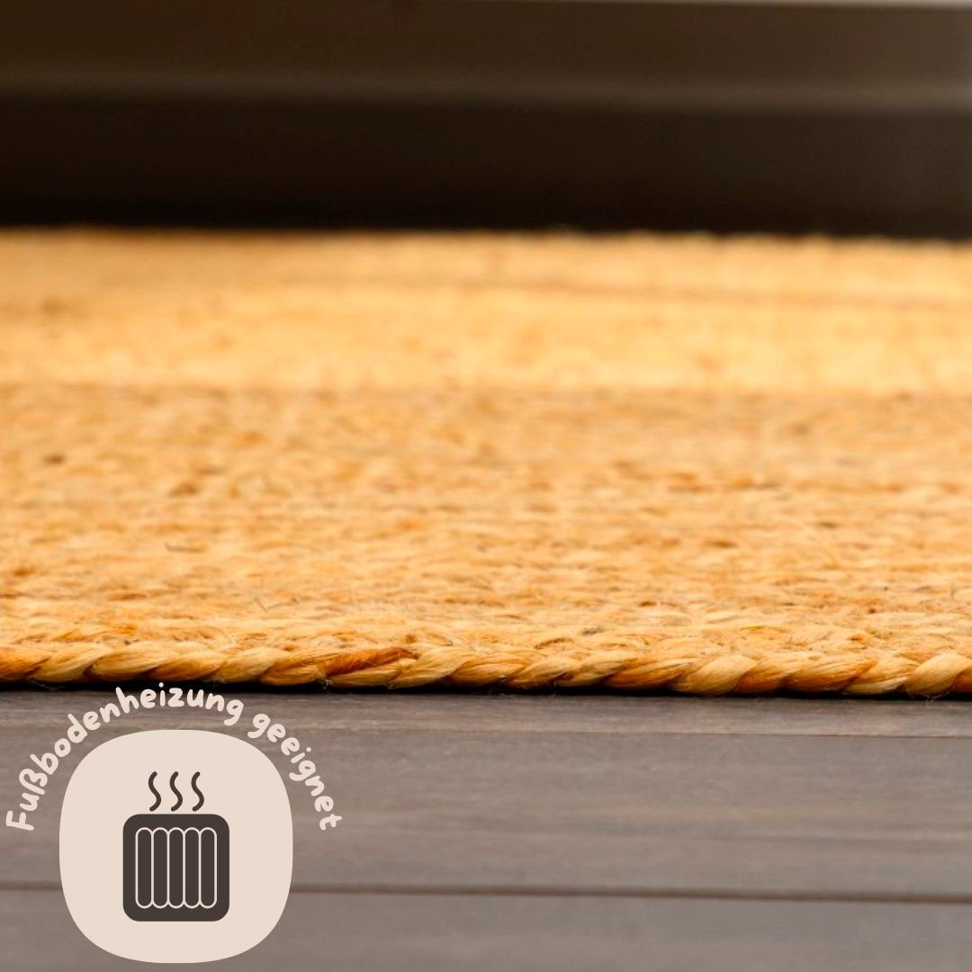 my home Set slaapkamerkleedjes Bjarka gemêleerd, 100% jute, handgeweven, ook als loper en in rond verkrijgbaar
